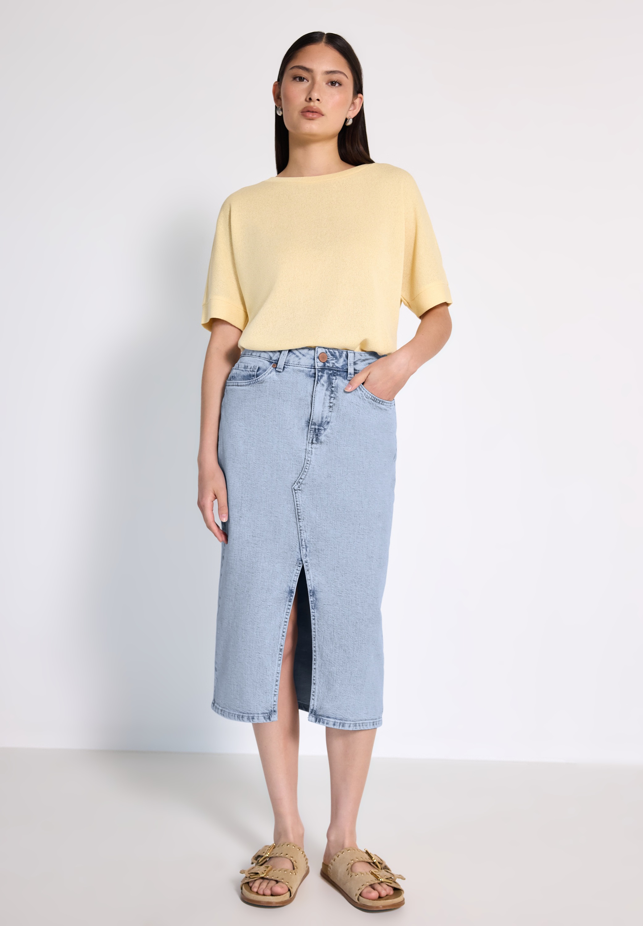 STREET ONE STUDIO Jeansrock, mit Schlitz günstig online kaufen