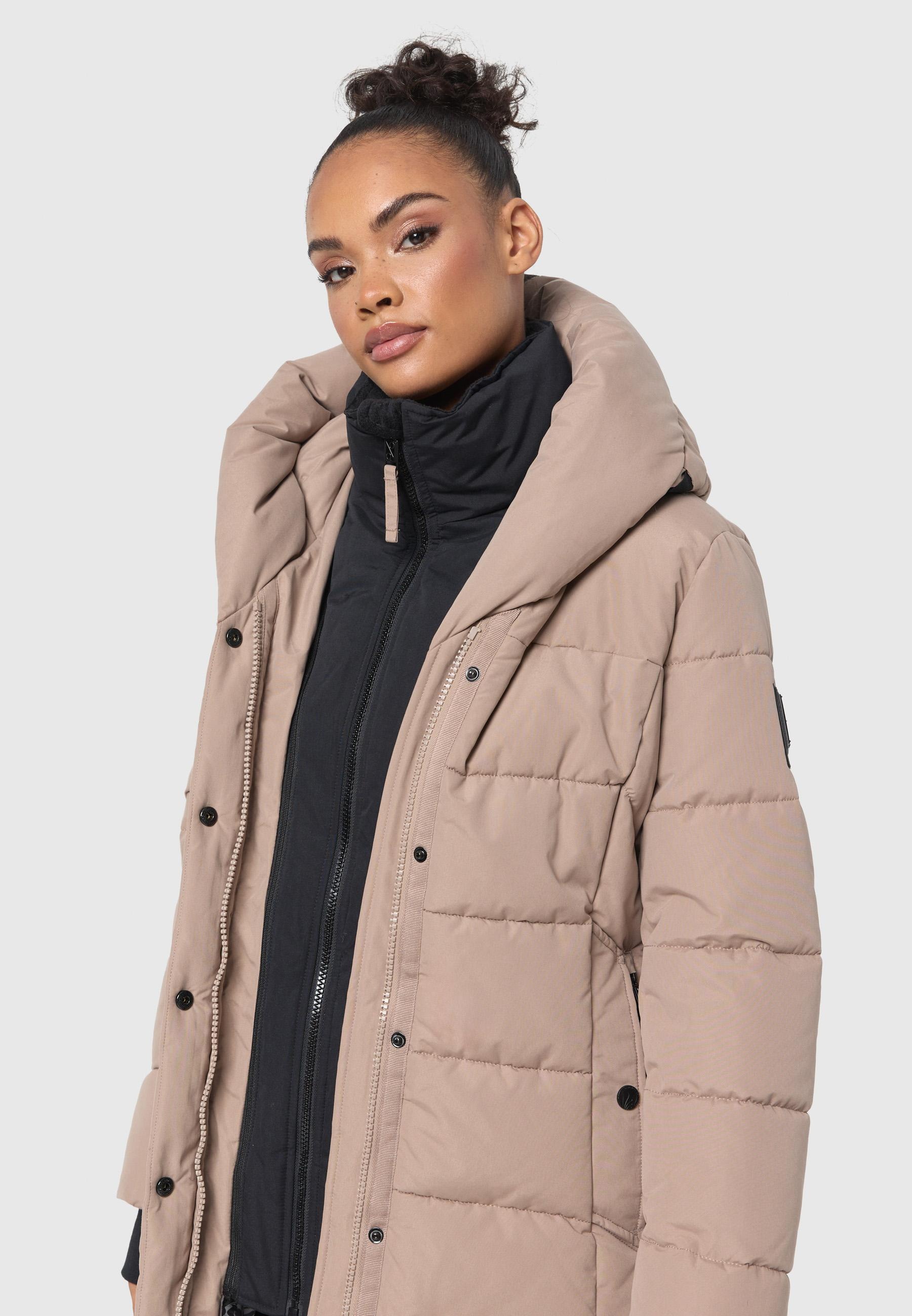 Navahoo Steppmantel »Knutschilein«, Stylischer Damenmantel mit abnehmbarem Fleece-Kragen