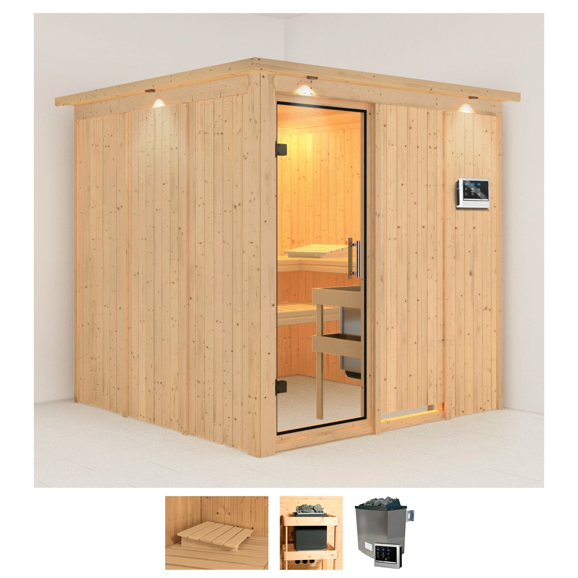 KARIBU Sauna "Rodin", Saunaofen, externe Steuerung, 9 kW, beige, Saunen, 9-kW-Ofen mit externer Steuerung