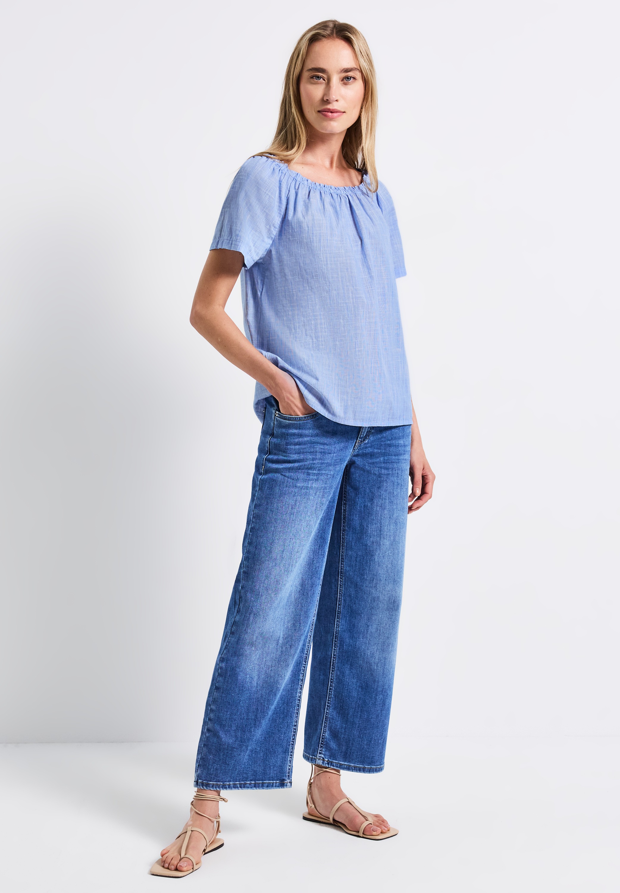 Thumbnail - STREET ONE Carmenbluse in Unifarbe