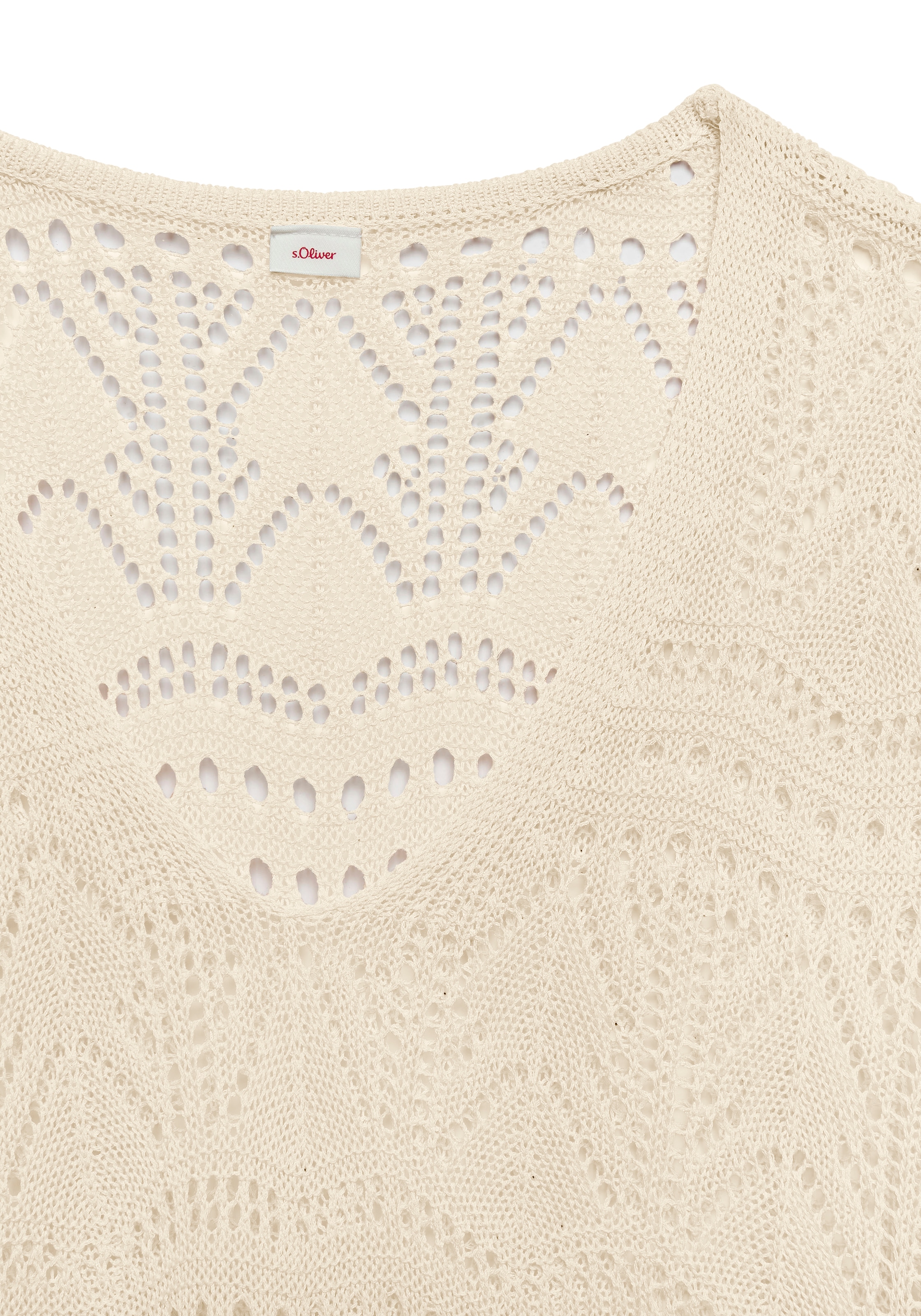 s.Oliver Strandpullover, mit semi-transparentem Ajourmuster, sommerlicher Strickpullover