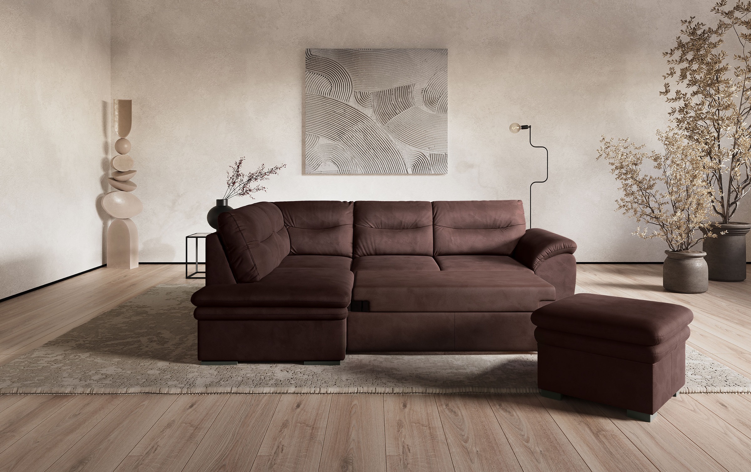 COTTA Ecksofa "Leandra L-Form", wahlweise mit Bettfunktion & Bettkasten günstig online kaufen
