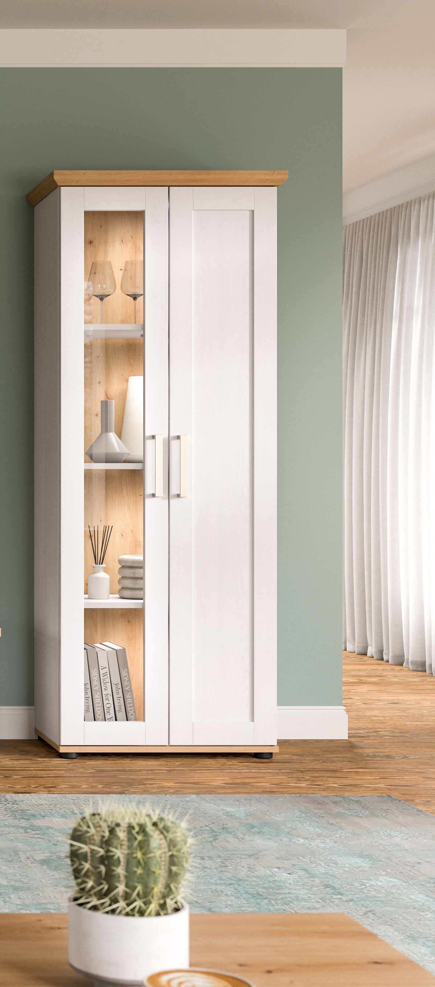 Home affaire Vitrine "Cosenza, Höhe 161 cm, 2 Türen, 4 Fächer" 1 Stk. tlg. günstig online kaufen