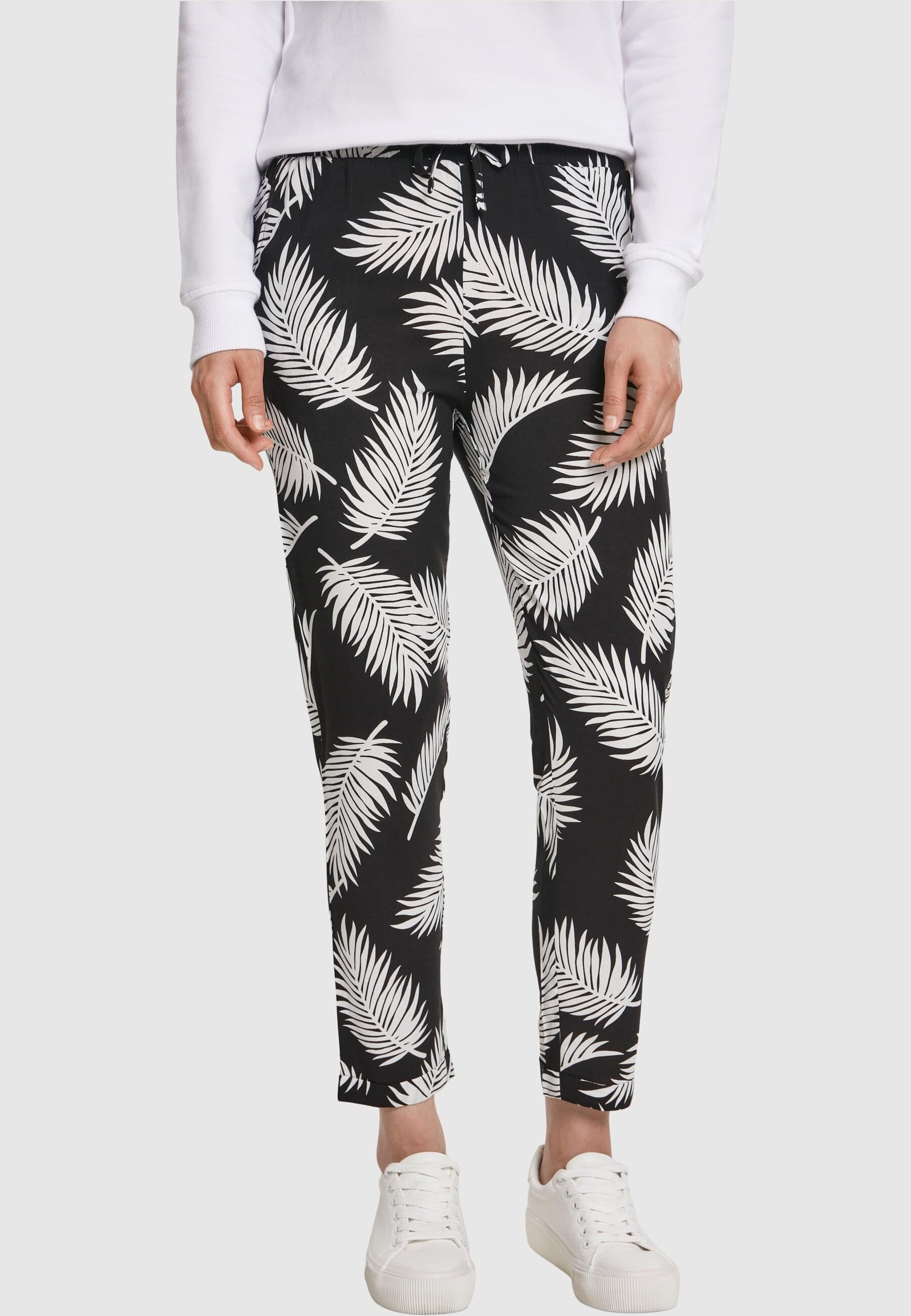 URBAN CLASSICS Stoffhose »Urban Classics Damen Ladies Elastic Waist AOP Pants«, (1 tlg.)