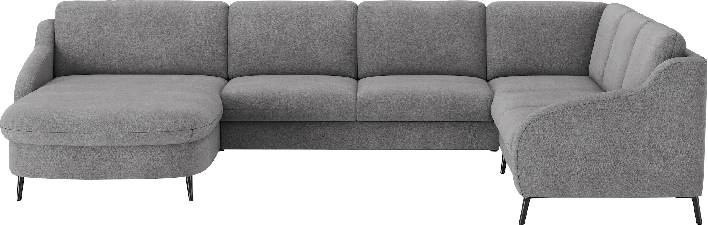 Wohnlandschaft SIT & MORE "Soul U-Form", grau, B:356cm H:90cm T:227cm, 95% Polyester, 5% Polyamid, Sofas, Wohnlandschaft, wahlweise mit Bettfunktion und Bettkasten oder Schubkasten 10