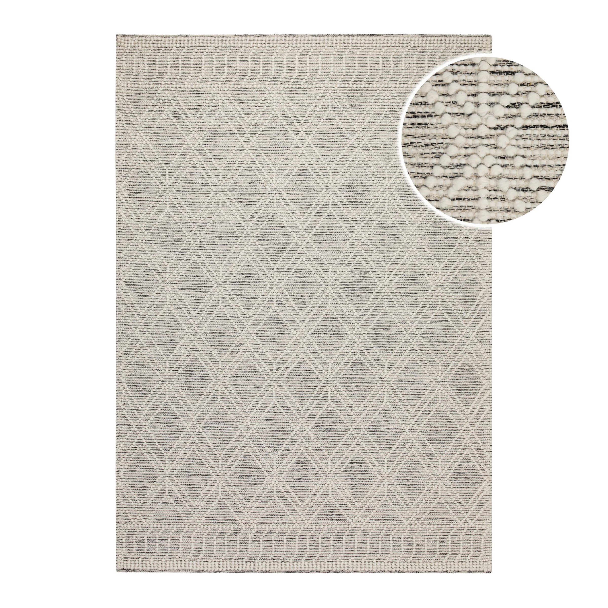 Thumbnail - OTTO home Teppich "Eleena" rechteckig 8 mm Höhe 70% Wolle, handgewebt, Raute, Hoch-Tief, Wohnzimmer, Naturfaser