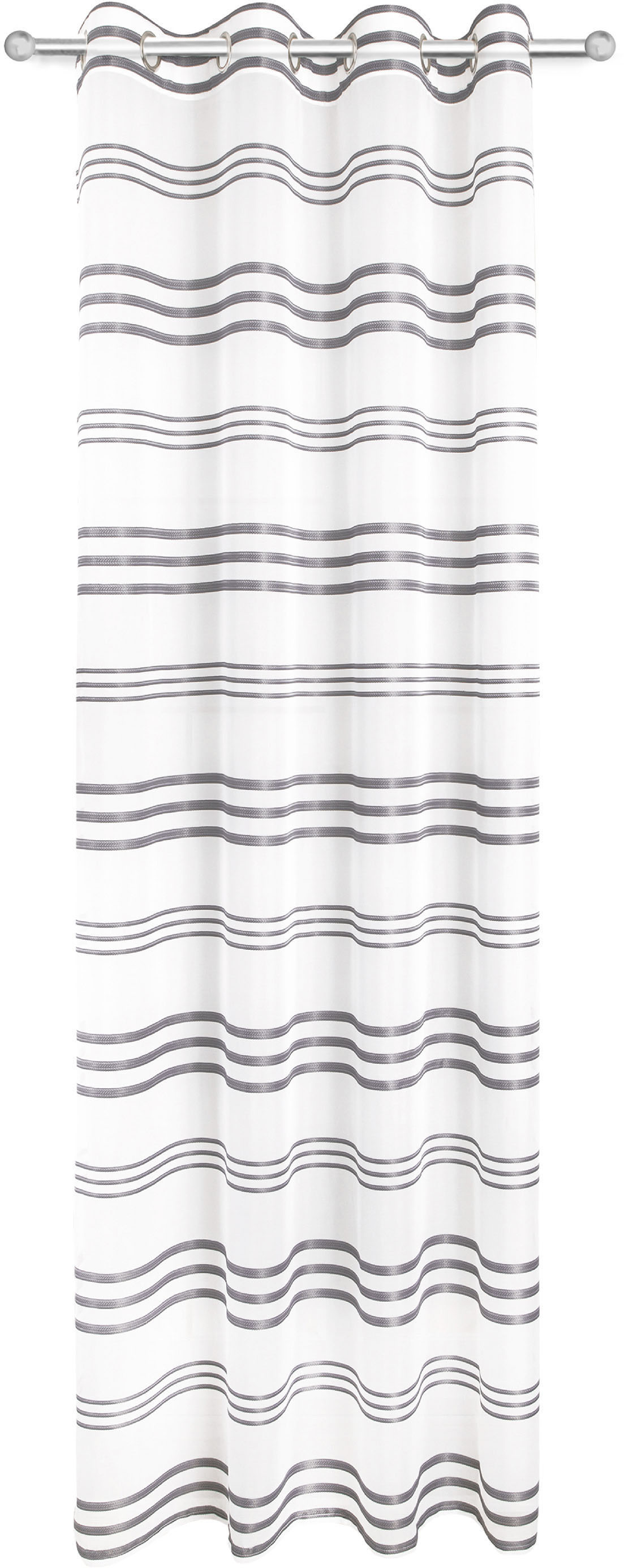 Thumbnail - decolife Gardine "Nalu" Ösen 1 Stk. tlg. Ösenschal weiß mit grauen Streifen