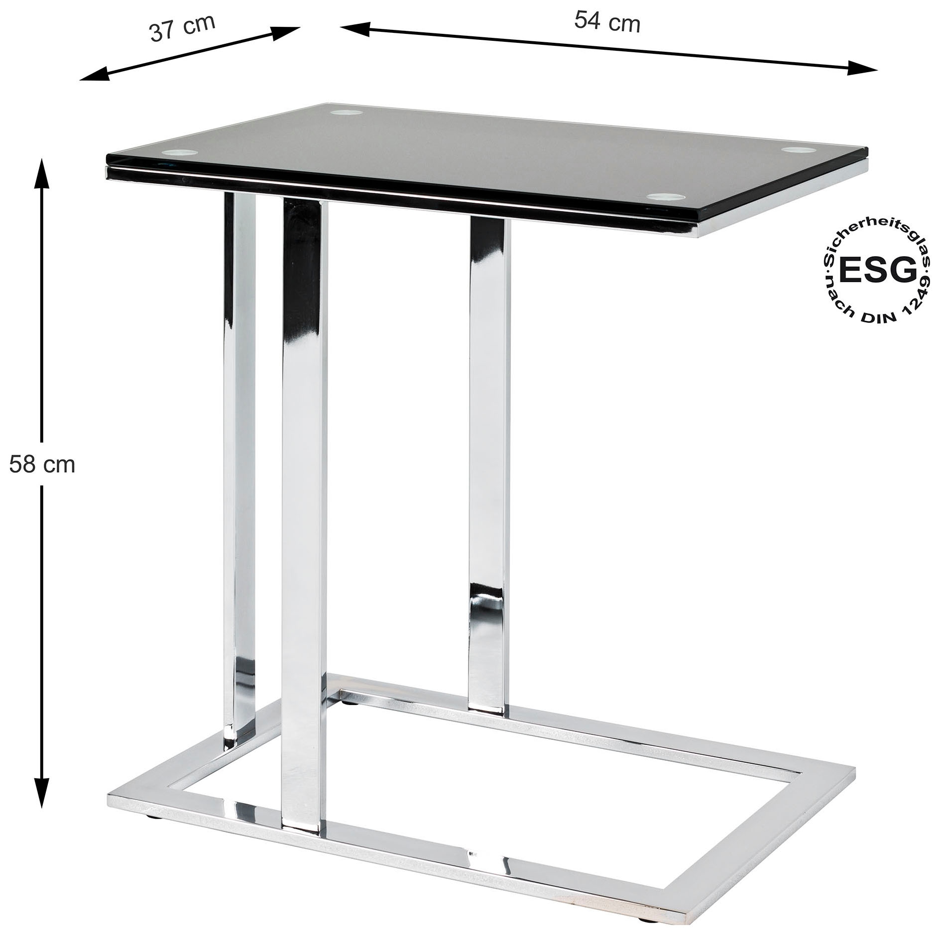 HAKU Beistelltisch »Sofatisch, Wohnzimmertisch« 1 Stk. tlg. rechteckig - aus Metall Silber B/T/H 54/37/58 cm