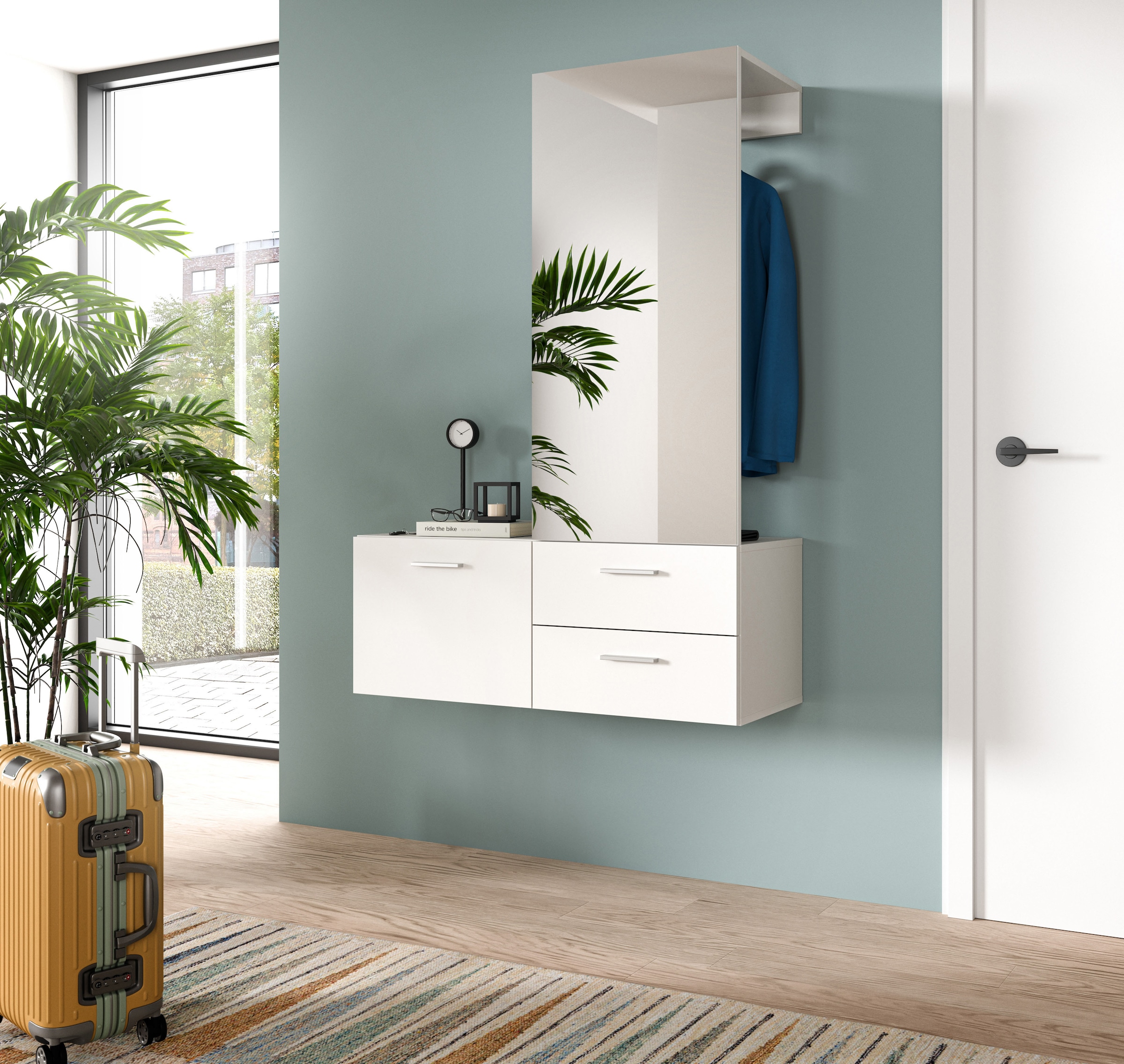 INOSIGN Garderoben-Set, (Set, 2 St.), Lumo, Garderobenset Breite: 104 cm, Spiegel, 2 Schubladen, Flur, Diele