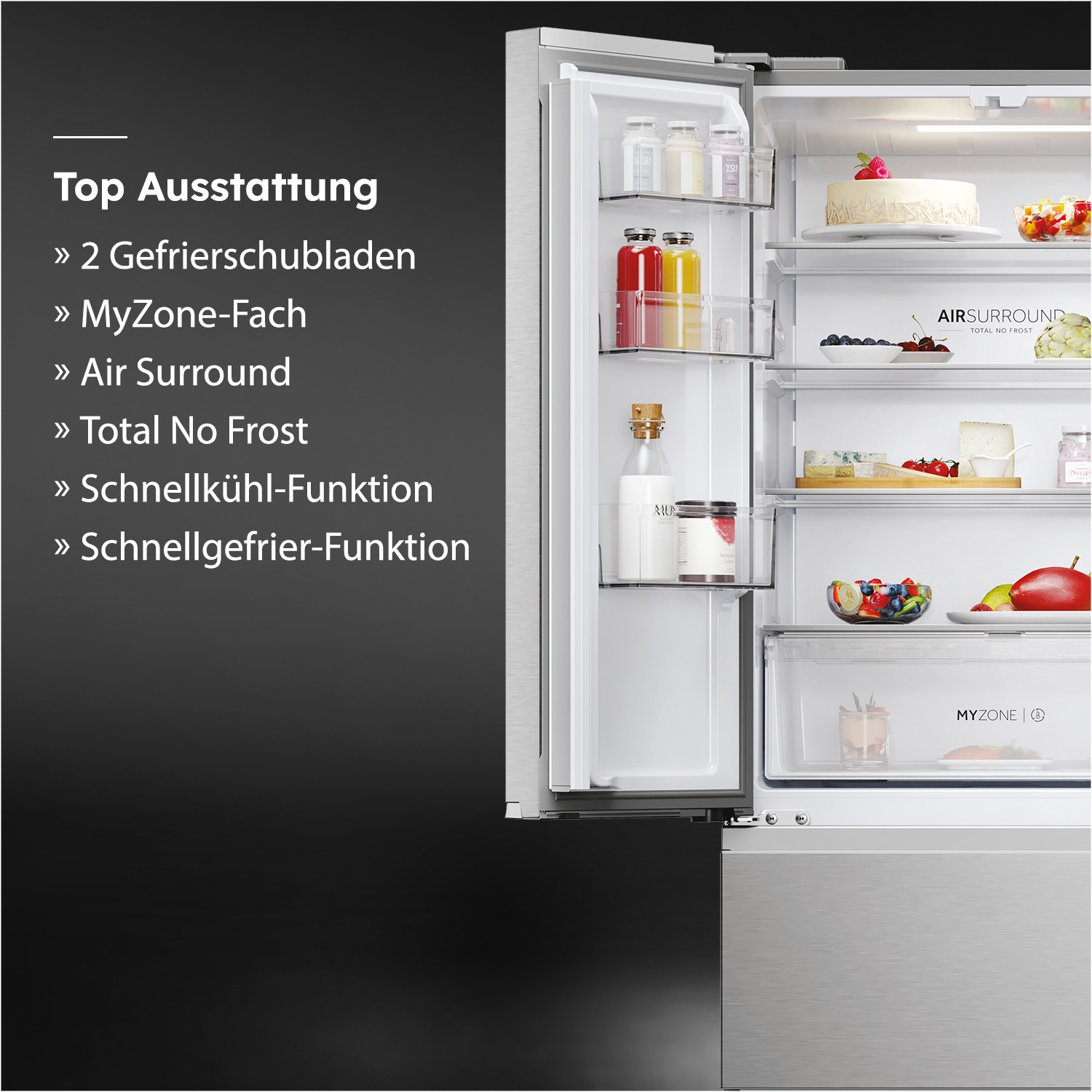 Haier Kühl-/Gefrierkombination French Door 70 »HFR3718DNMM« 177,5 cm hoch 70 cm breit French Door-Türen & Easy Access-Gefrierschubladen