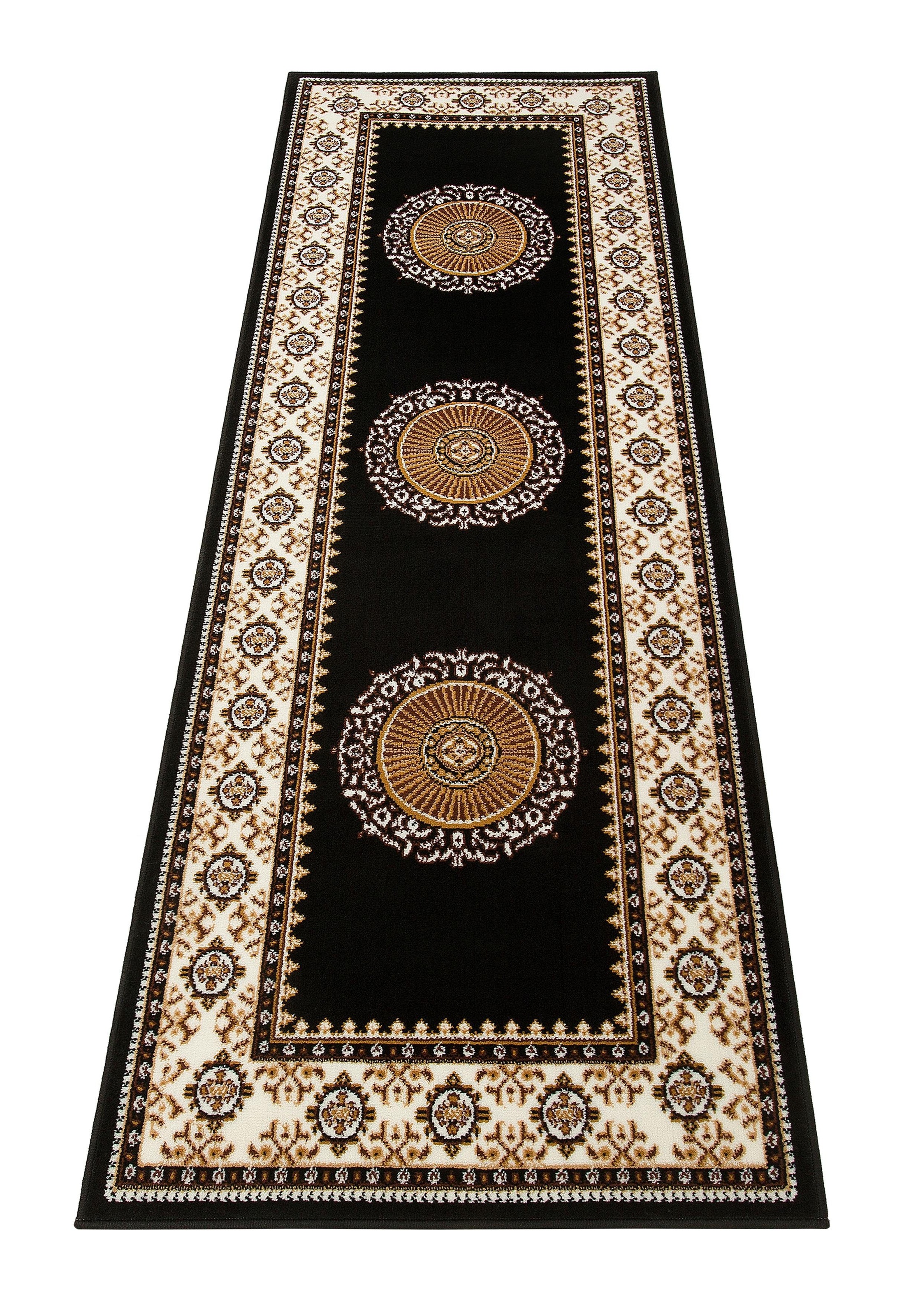 Läufer OTTO HOME "Shari, Made in Belgium" Gr. 12, schwarz, B:80cm H:7mm L:250cm, Kunstfaser, Teppiche, Läufer, Teppich-Läufer, Orient-Optik, Kurzflor, Weich, Pflegeleicht 3