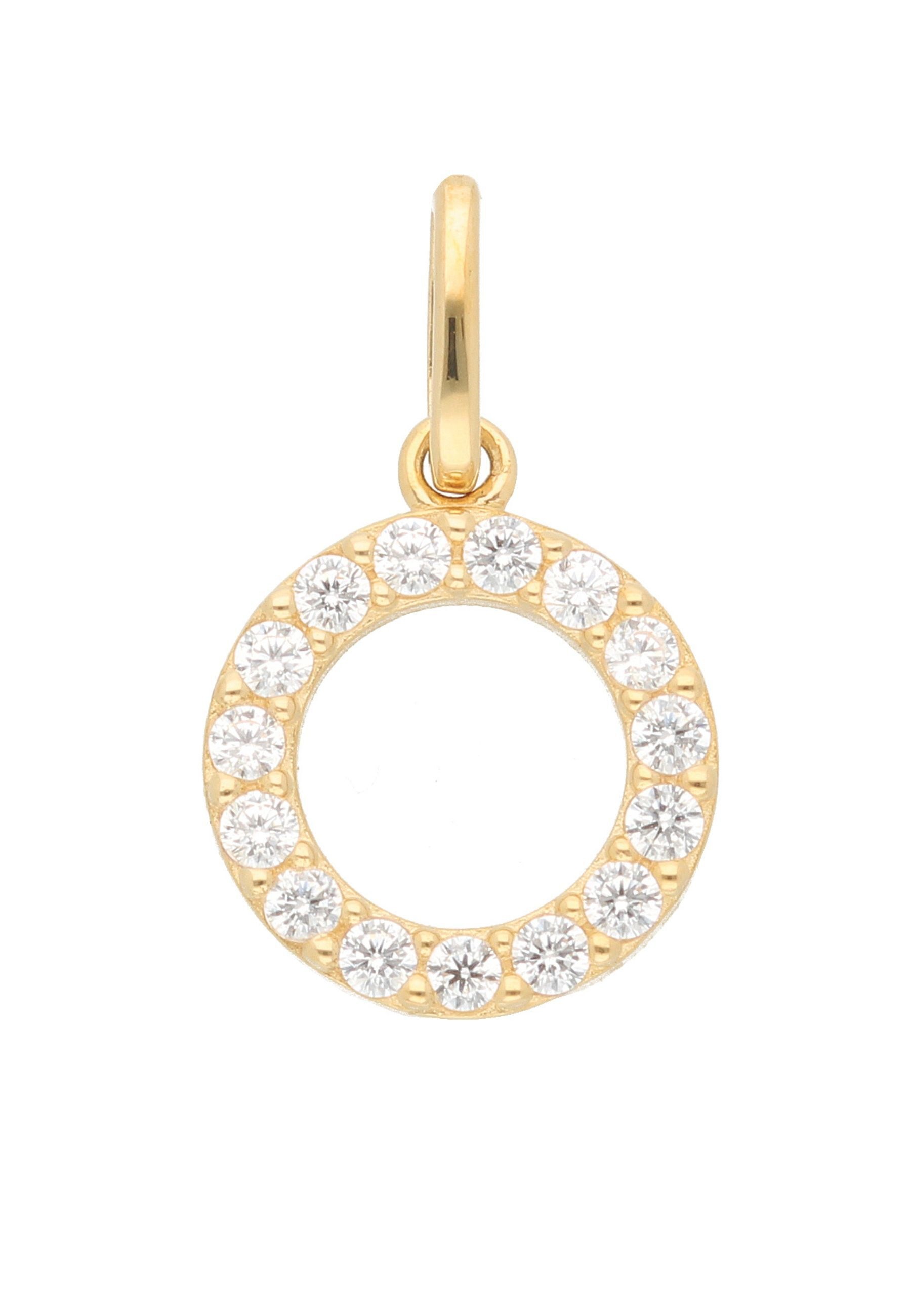 Kettenanhänger ADELIA´S "Damen 333 Gold Anhänger mit Zirkonia Ø 8,6 mm", gold, Schmuckanhänger, Damen, Gold, Kettenanhänger, mit Zirkonia für Damen