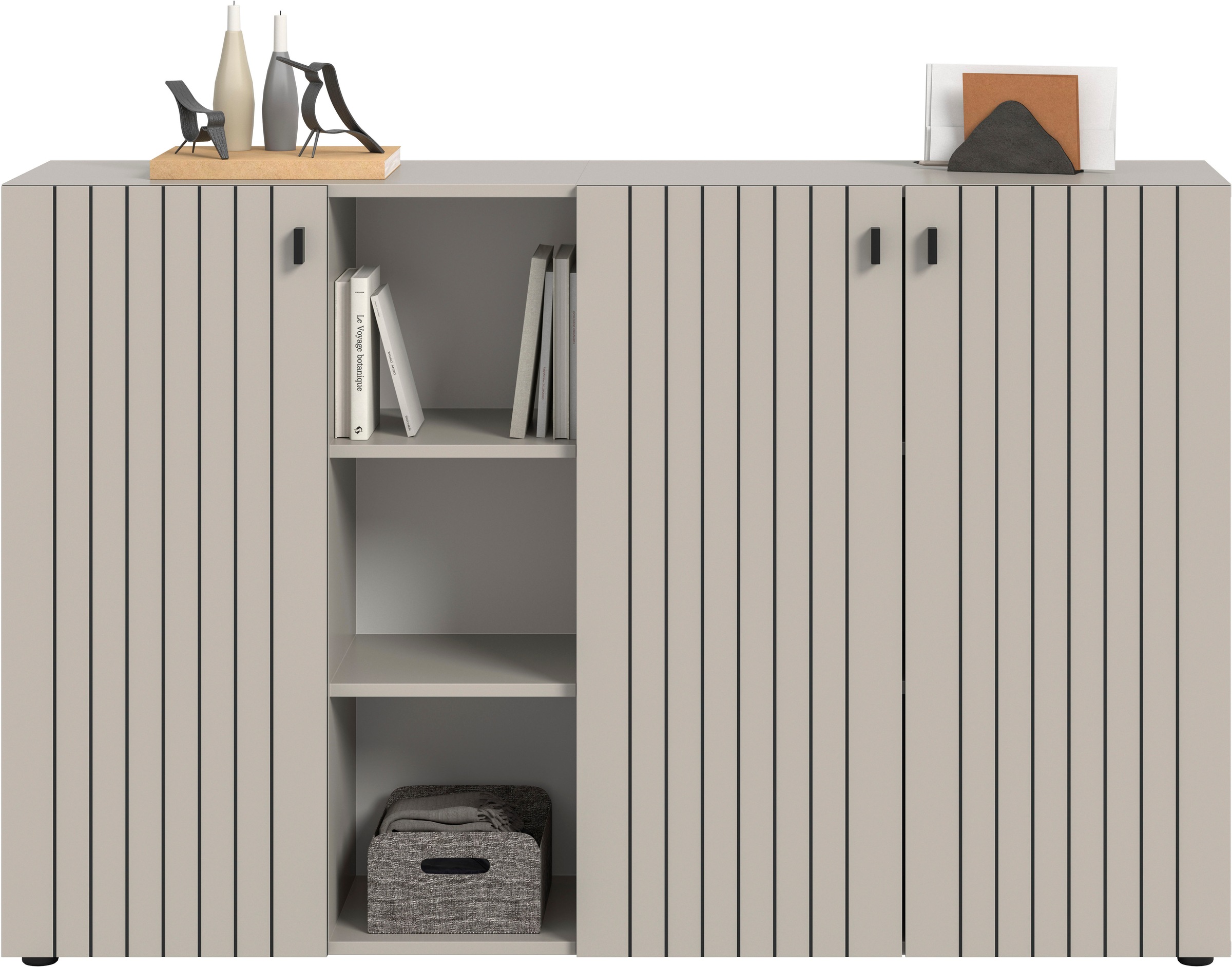 INOSIGN Schuhschrank "TATIO, Breite 150 cm, Rillenoptik, offene Fächer, 3 T günstig online kaufen