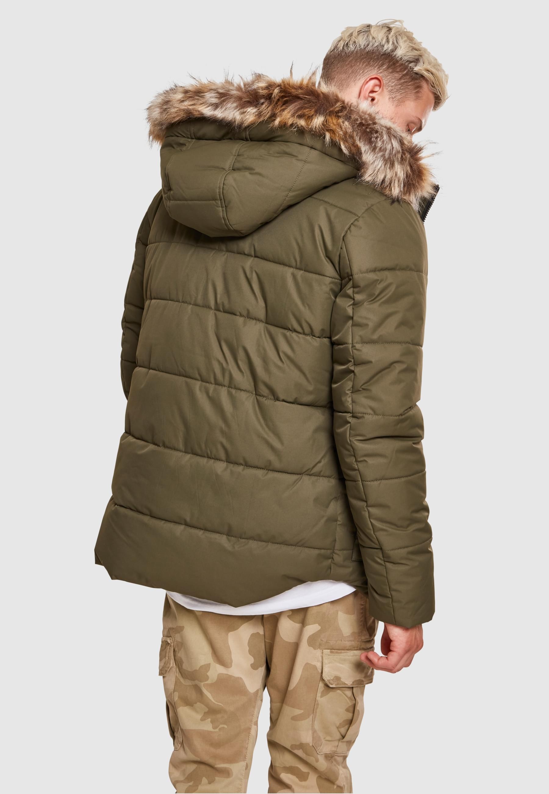 URBAN CLASSICS Winterjacke »Urban Classics Herren Faux Fur Hooded Jacket«, (1 St.), mit Kapuze