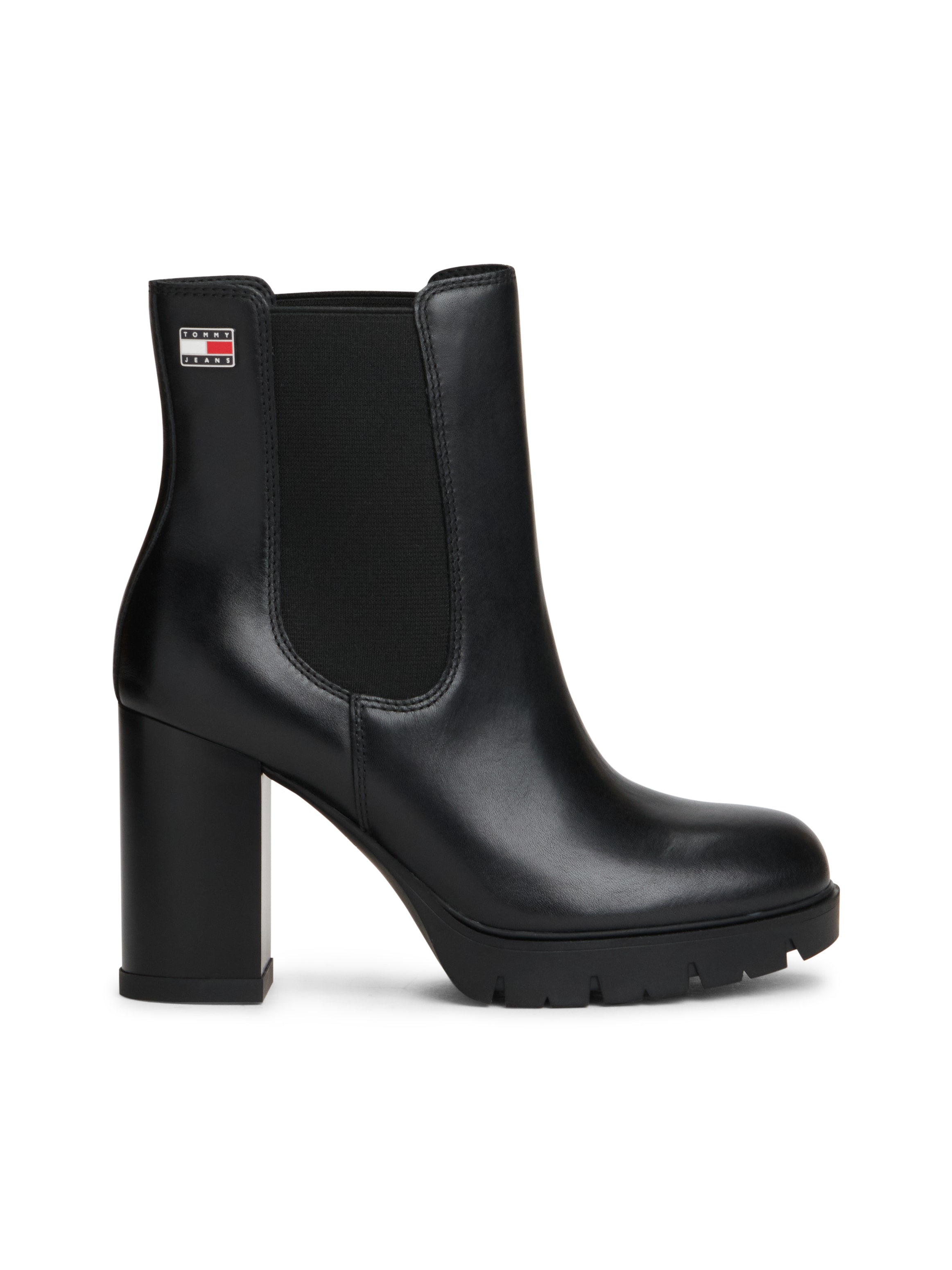 Tommy Jeans Chelseaboots »TJW CHELSEA HIGH HEEL BOOTS«  Ankle Boots, Plateaustiefeletten mit Stretcheinsatz und Logoflagge