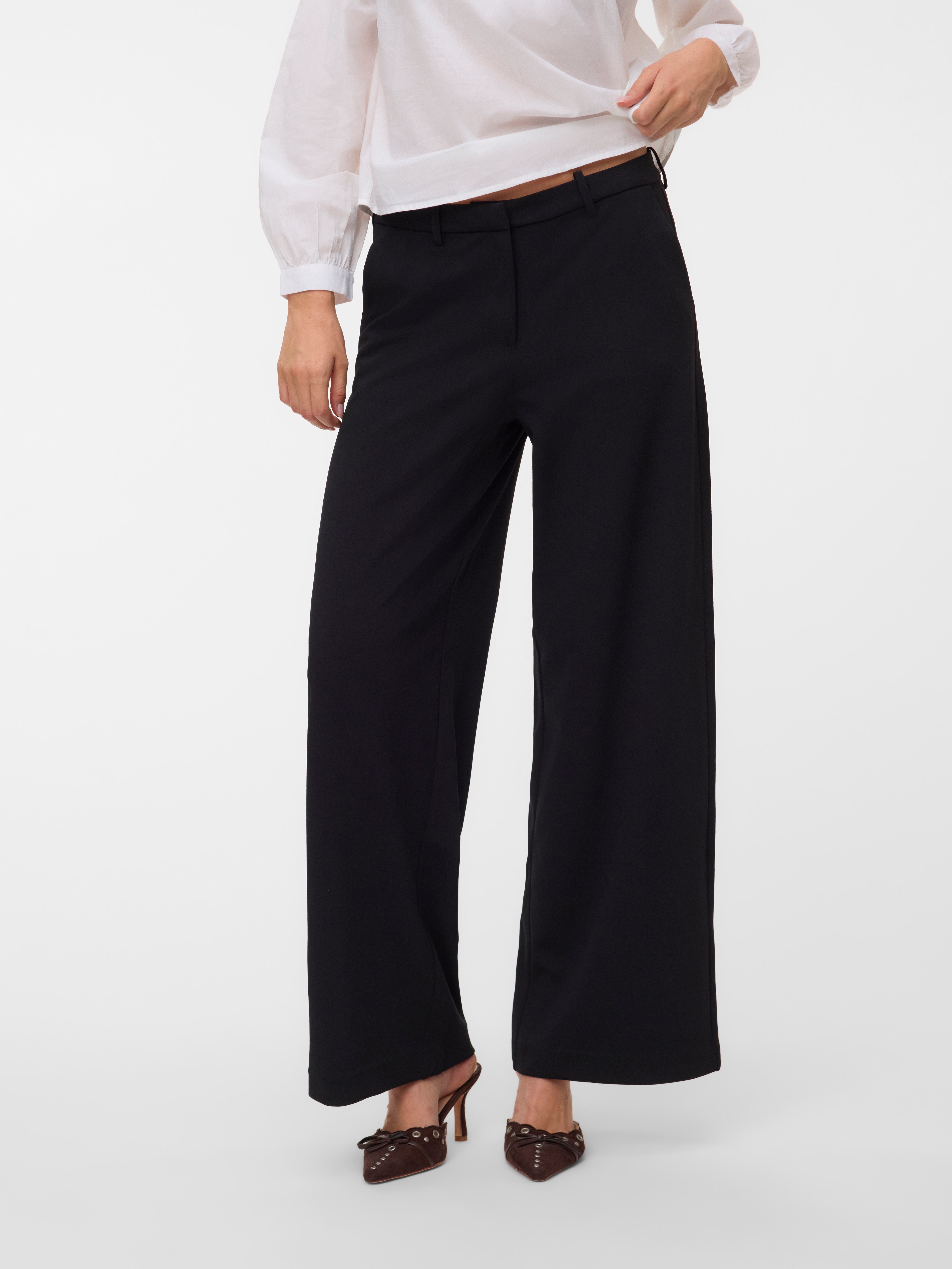 Vero Moda Anzughose "VMZAMIRA MW WIDE PANT NOOS" Materialmix, wide fit, regular waist