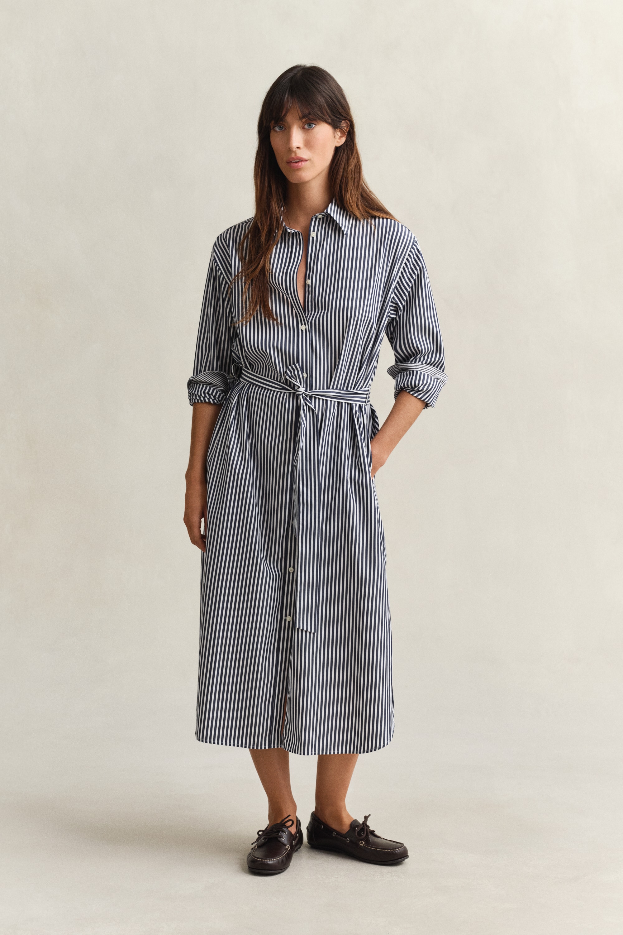 Gant Hemdblusenkleid »CLASSIC POPLIN STRIPE« Nahttaschen mit Streifen, Taillengürtel, regular fit