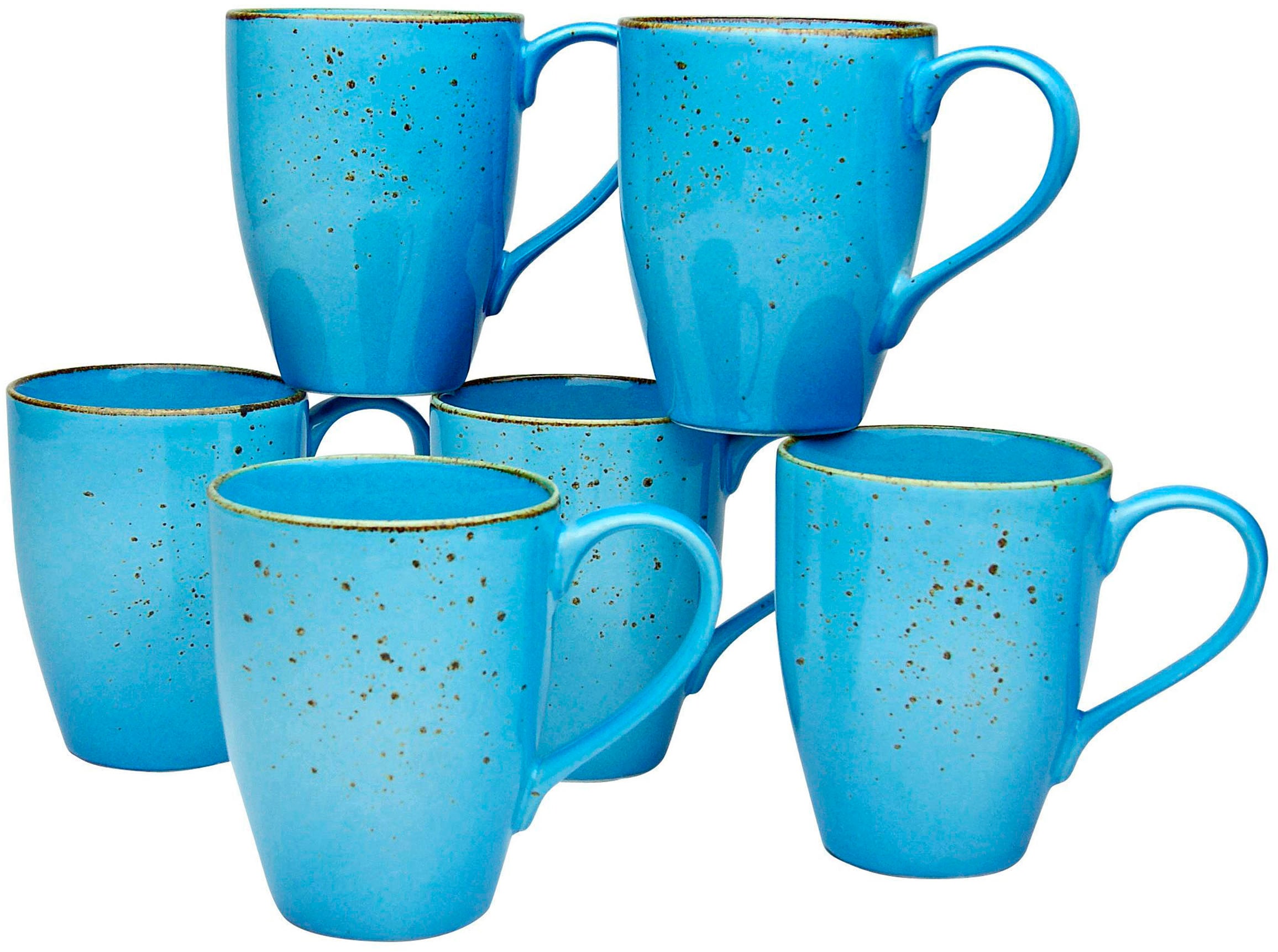 CREATABLE Becher "Kaffeebecher NATURE COLLECTION", 6 Stk., blau, Trinkgefäße, Tassen Set, 6-teilig