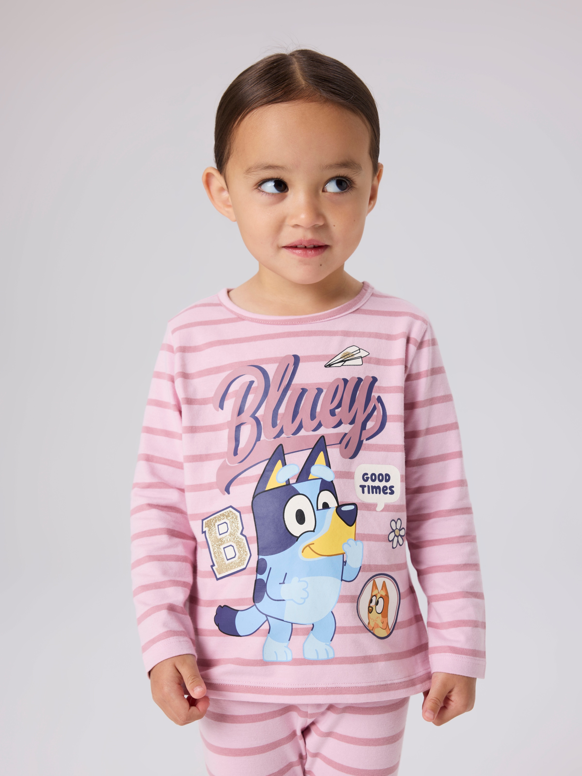 Name It T-Shirt "NMFJONA BLUEY LS NREG TOP BOX NOOS SKY" Baumwollmischung, regular fit