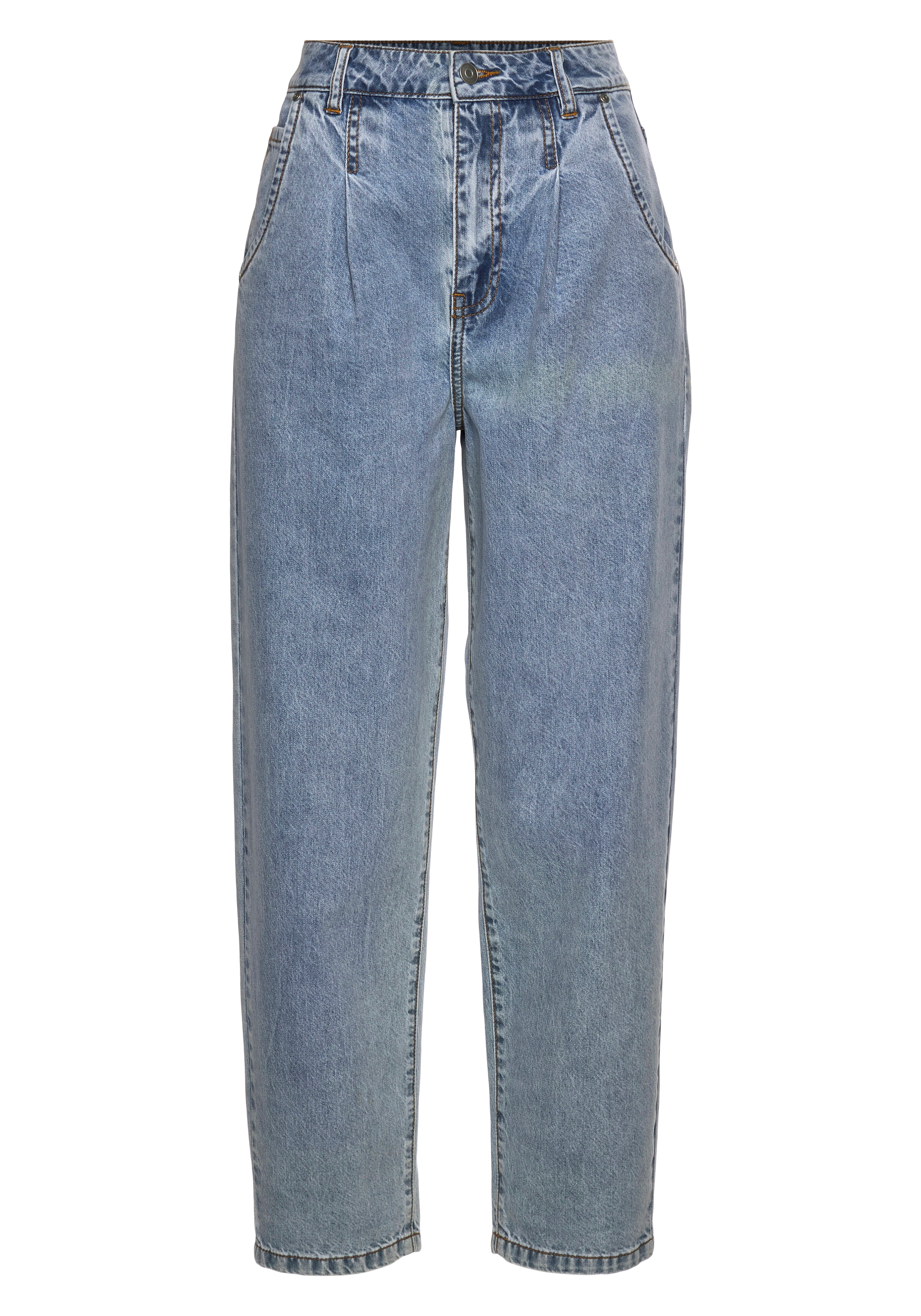 Buffalo Relax-fit-Jeans, in High-waist-Form mit Bundfalten, Crop-Design