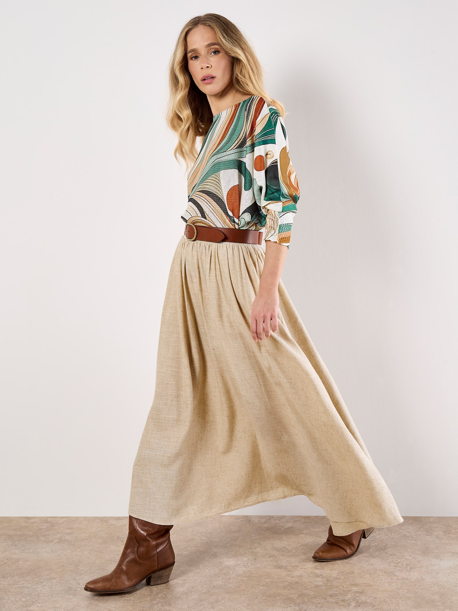 Apricot Blusentop »Schimmerndes Stricktop mit Swirl-Print« mit Fledermausärmeln