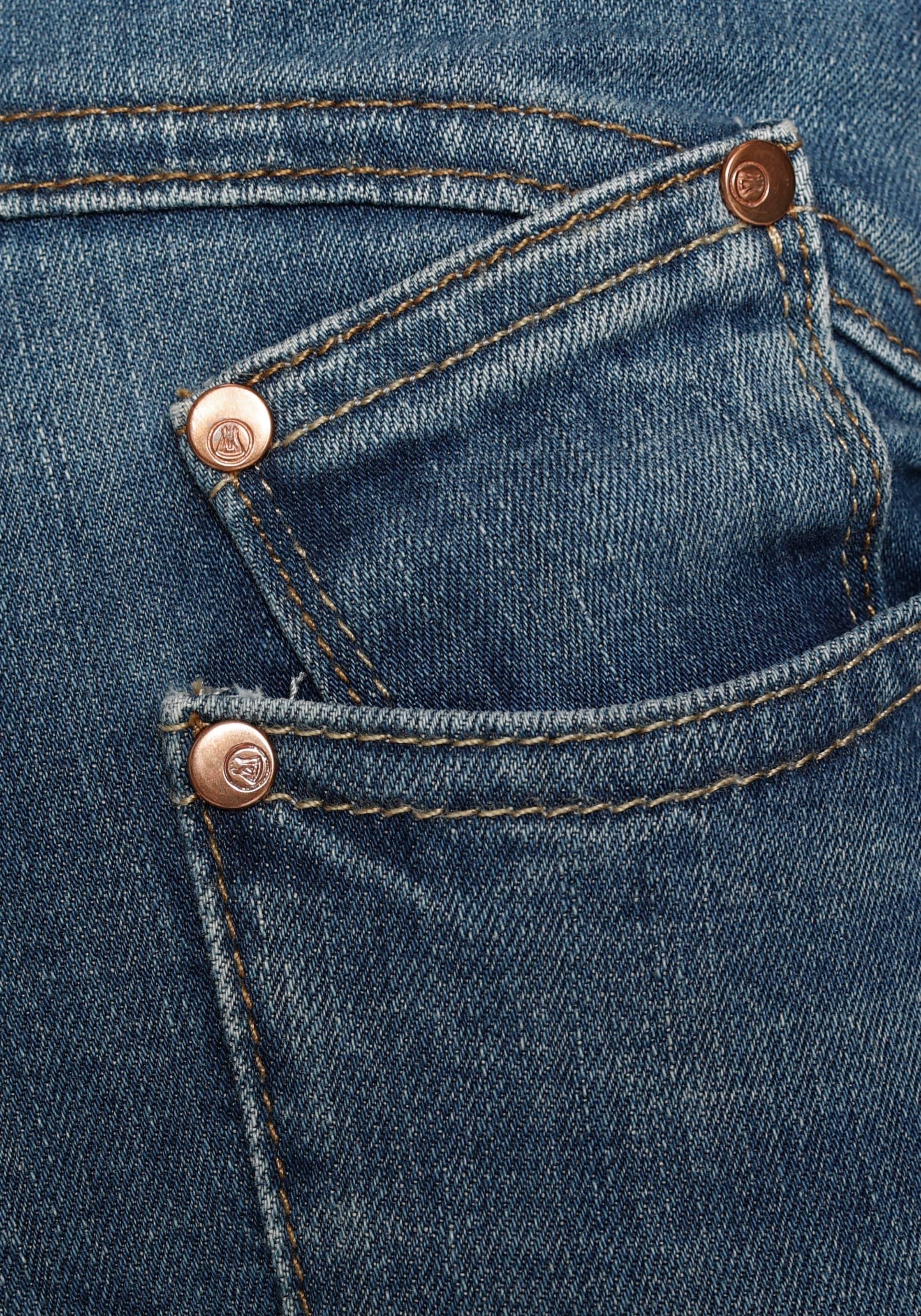 Herrlicher Slim-fit-Jeans »GINA SLIM für bestellen | mit Keileinsatz POWERSTRETCH«, seitlichem BAUR