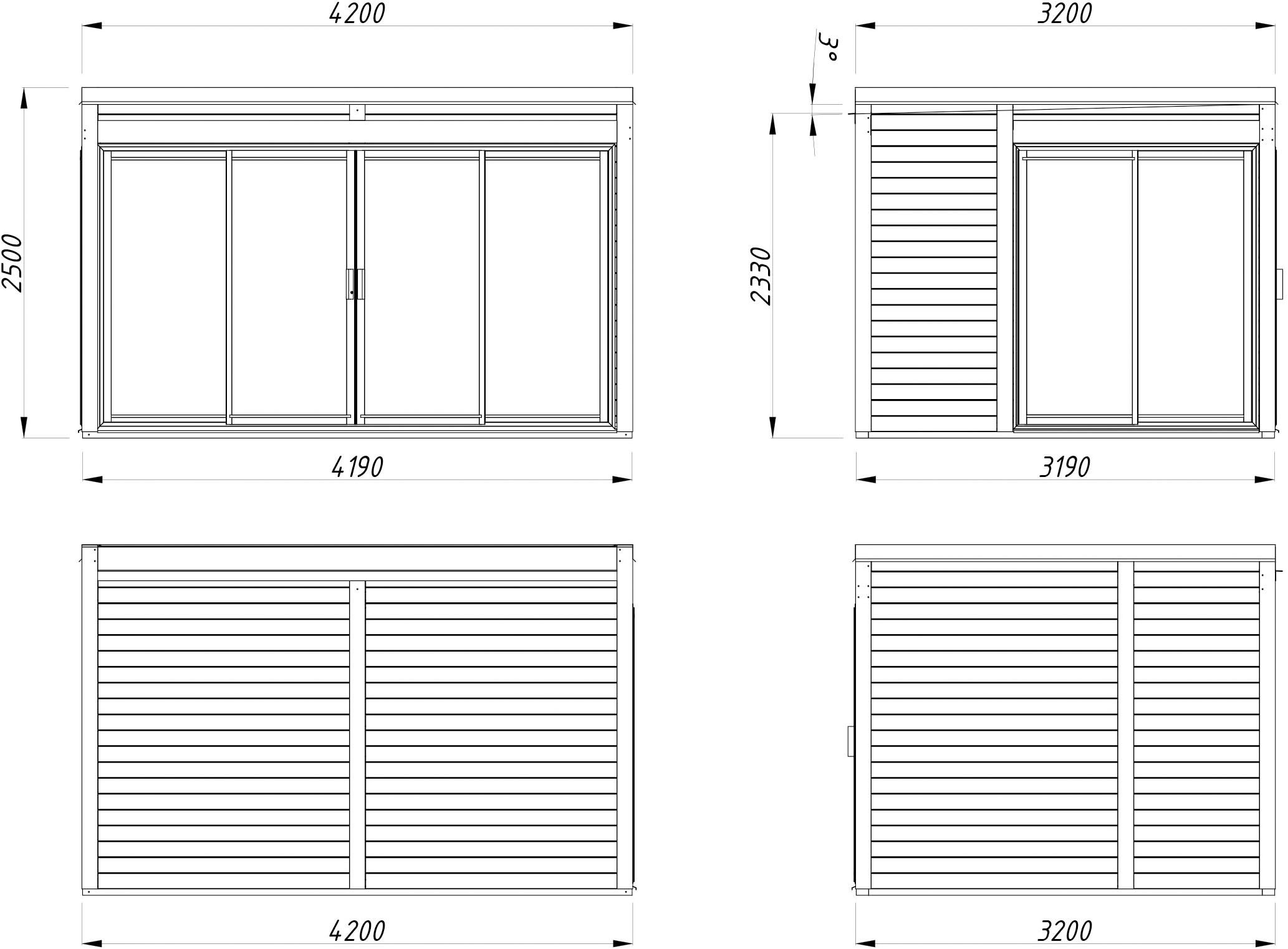 Palmako Holzpavillon »Serena 12,6 m² Set 1 Slide Plus« BxTxH: 420x320x250 cm