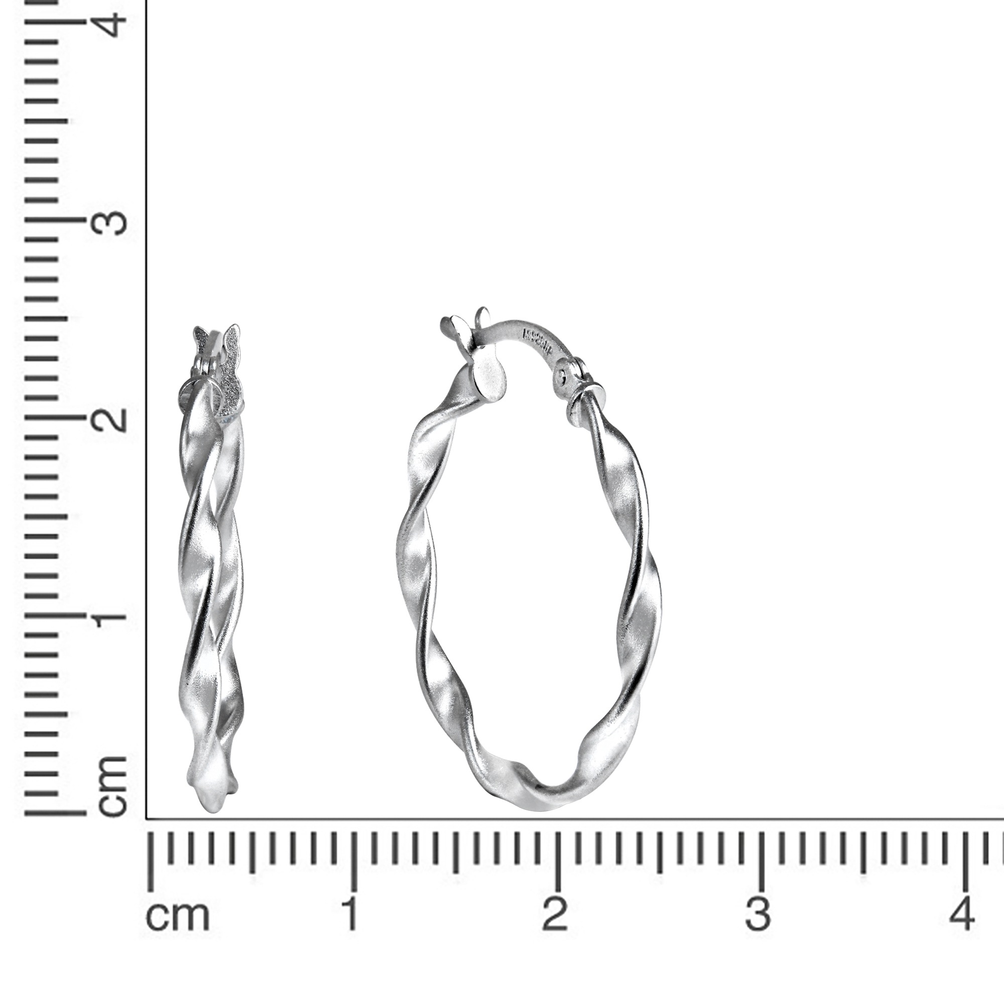 CELESTA Paar Creolen »Silber 925 rhodiniert mattiert gedreht 25mm Durchmesser«