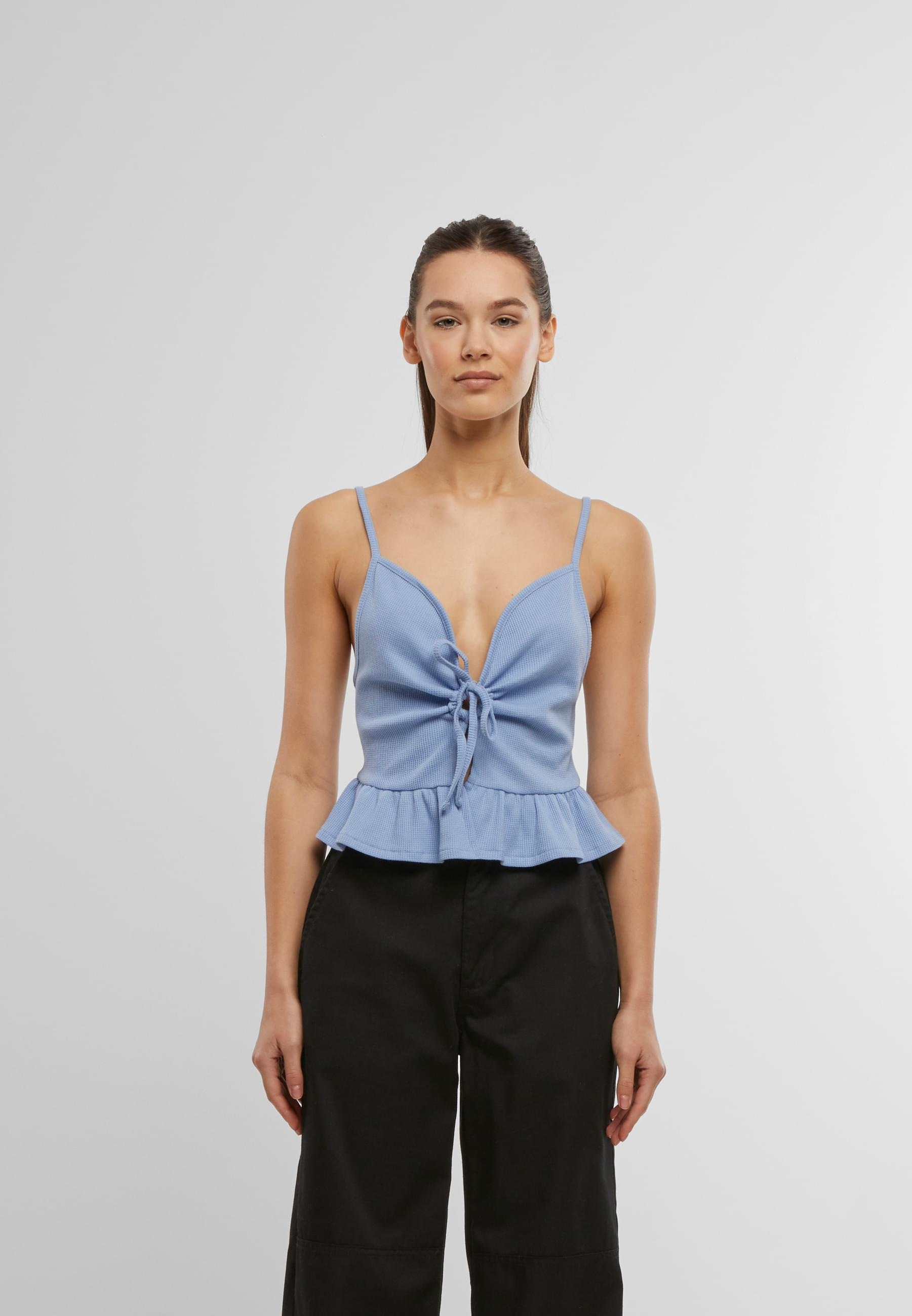 URBAN CLASSICS T-Shirt-BH »Urban Classics Damen Ladies Waffle Pique Ruffle Top«