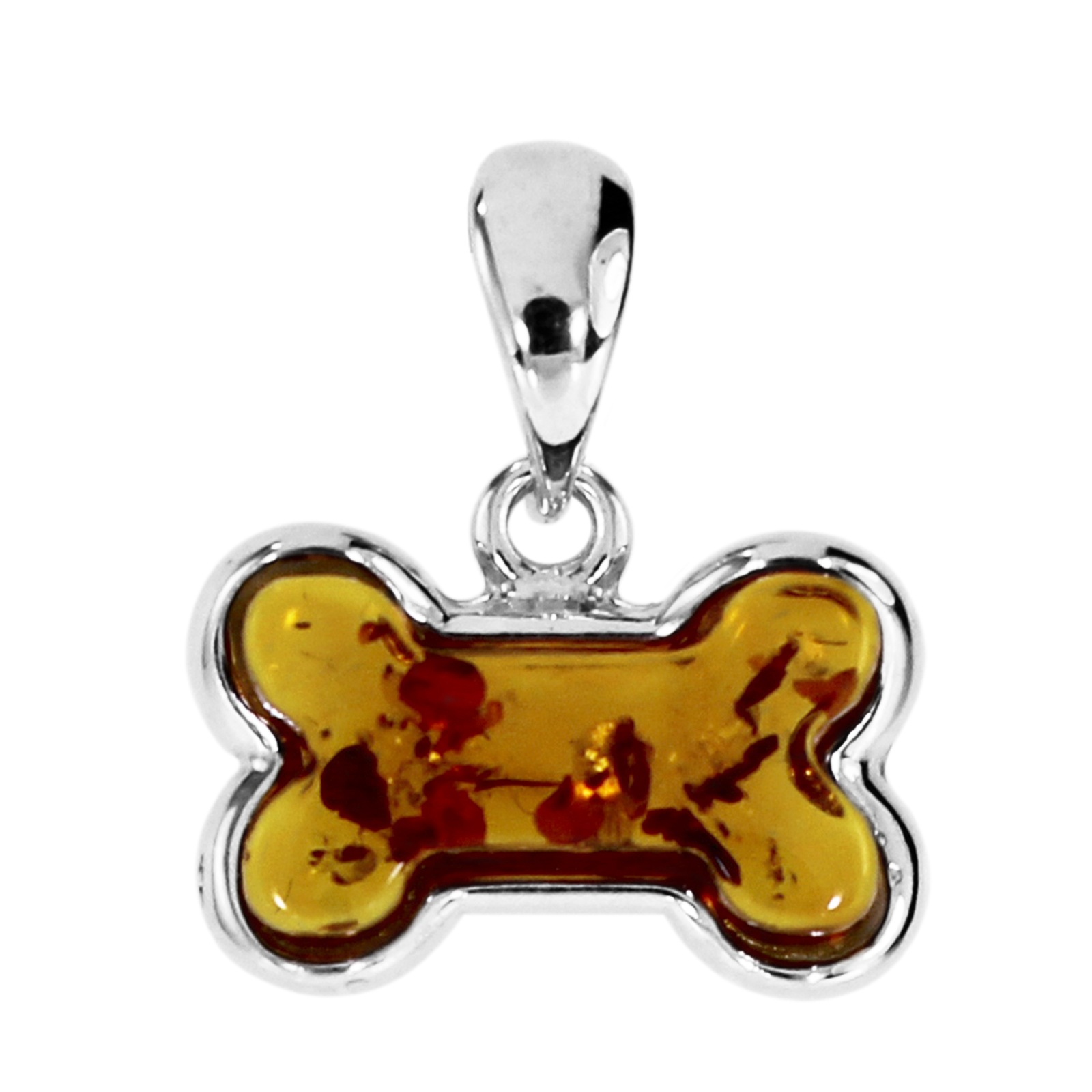 OSTSEE-SCHMUCK Damen Kettenanhänger "Ostsee-Schmuck Anhänger Knochen Anhänger Knochen", 30 x 17mm, Silber 925 (Sterlingsilber), 2,1 g, weiß, Silber