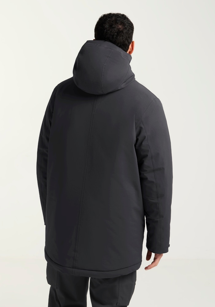 Jack Wolfskin Wintermantel »COLD CAMP COAT M« mit Kapuze, lang, aus Polyester, wasserdicht, winddicht, atmungsaktiv