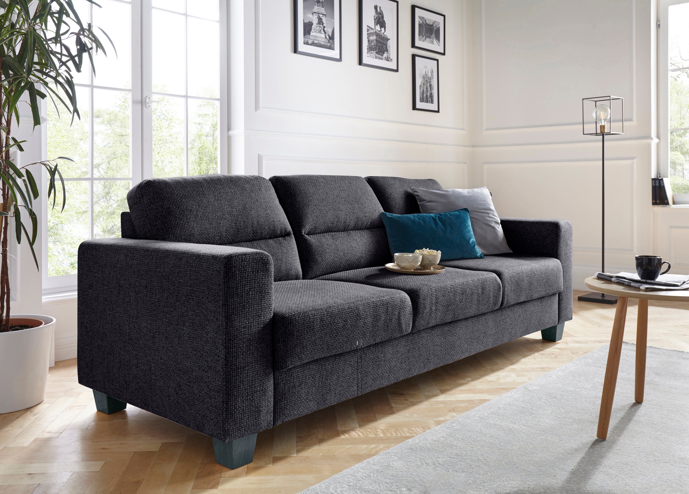 TRENDMANUFAKTUR 3-Sitzer »Chamber mit hohem Sitzkomfort«, in zeitloser Optik, Kopfstützen optional bestellbar