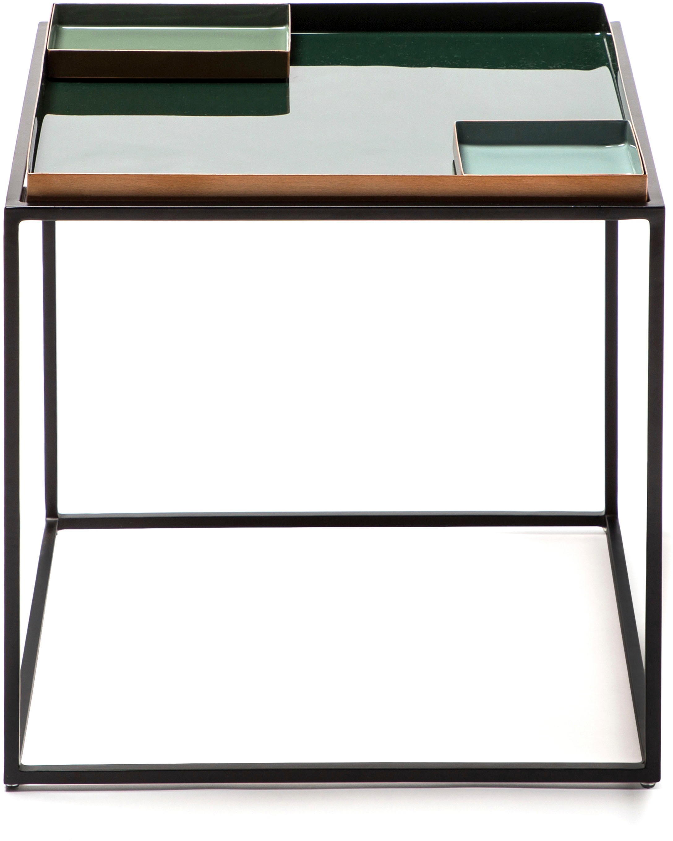 Kayoom Beistelltisch »Famosa, Metall-Beistelltisch in quadratischer Form«, (1 St.), Bunter Tisch, Schalenmaße: 11 x 11 x 2 / 15,8 x 11 x 2 cm