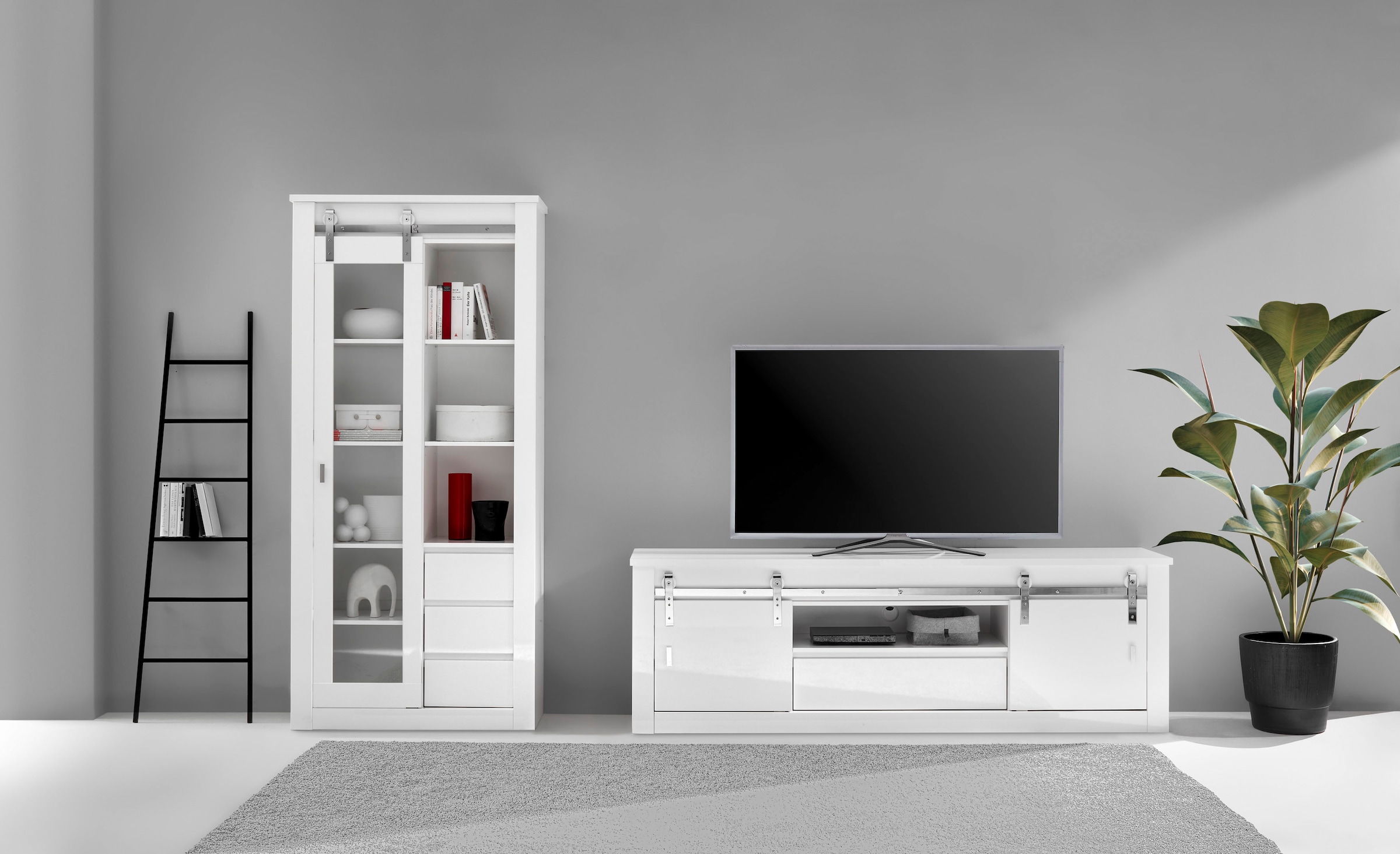 Home affaire Wohnwand "Daytona, moderne Anbauwand, Wohnzimmer-Set in Weiß H günstig online kaufen