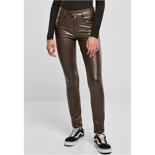 URBAN CLASSICS Jerseyhose »Damen Ladies Mid Waist Synthetic Leather Pants«,  (1 tlg.) online bestellen | BAUR