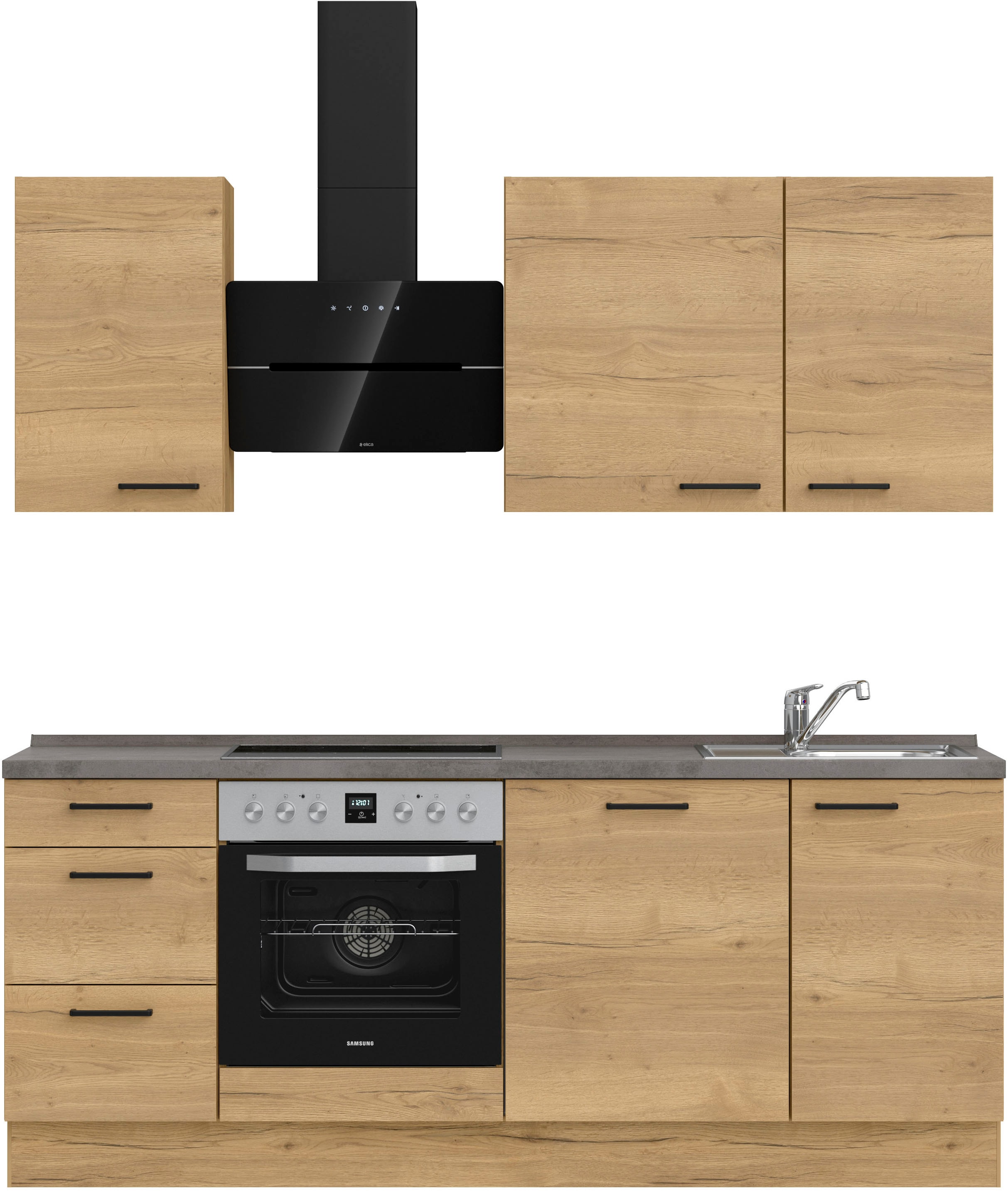 nobilia Küchenzeile ""Structura II", NEU: individuell anpassbar mit gratis Profi-Beratung" vormontiert, Breite 210 cm, Ausrichtung wählbar, wahlw. mit E-Geräten
