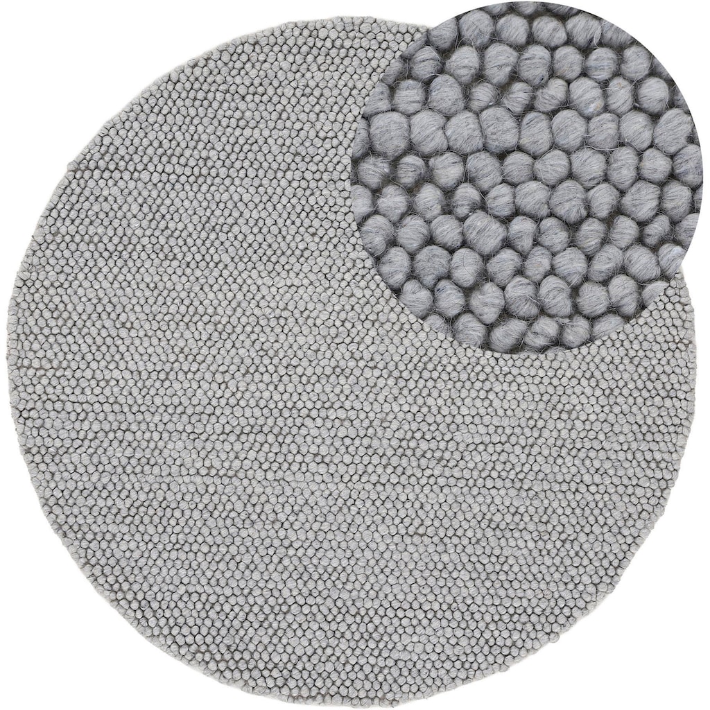 carpetfine Teppich »Calo«, rund, Handweb Teppich, Uni-Farben, meliert, handgewebt, 70% Wolle