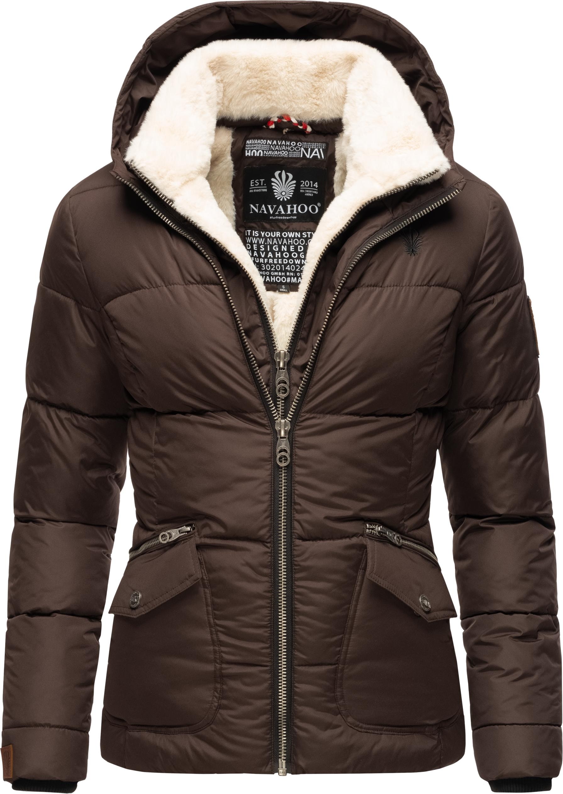 Navahoo Winterjacke "Megan" mitKapuze stylische Damen Steppjacke mit Teddyf günstig online kaufen