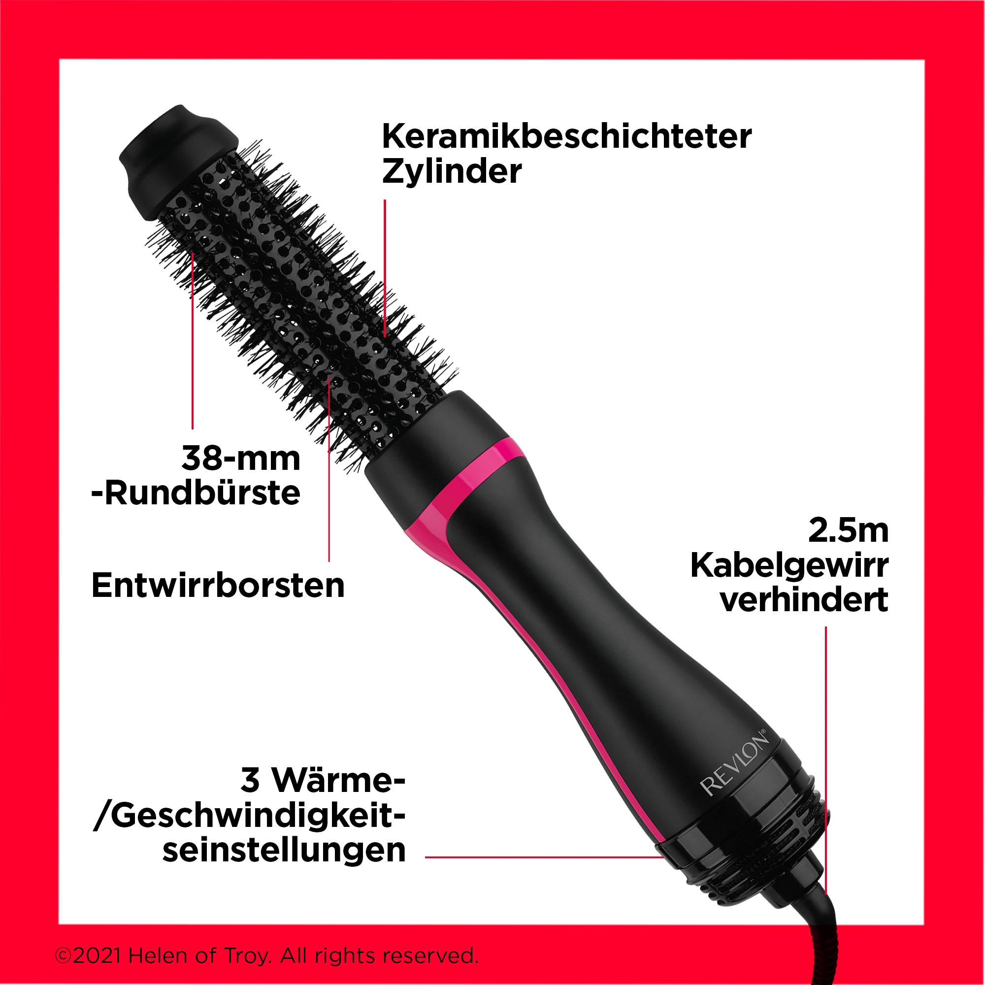 Revlon Warmluftbürste »ONE-STEP™ Style-Booster – Rundbürstenföhn und Styler - RVDR5292E«, 1 Aufsätze, mit Dual Stecker für UK/EU - ideal für Reisen