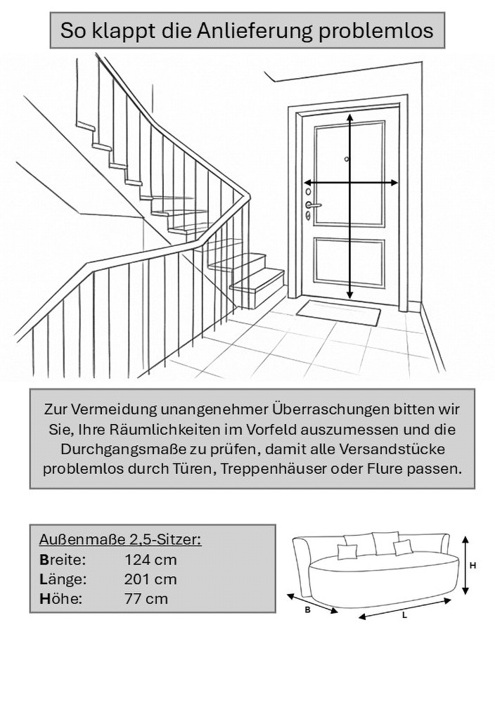 OTTO home 2,5-Sitzer »Kaarl, rundes Loungesofa, Sofa mit Kissen, perfekt gepolstert« Webstoff, in fünf Farben, zeitloses Design, inkl. 5 Rückenkissen