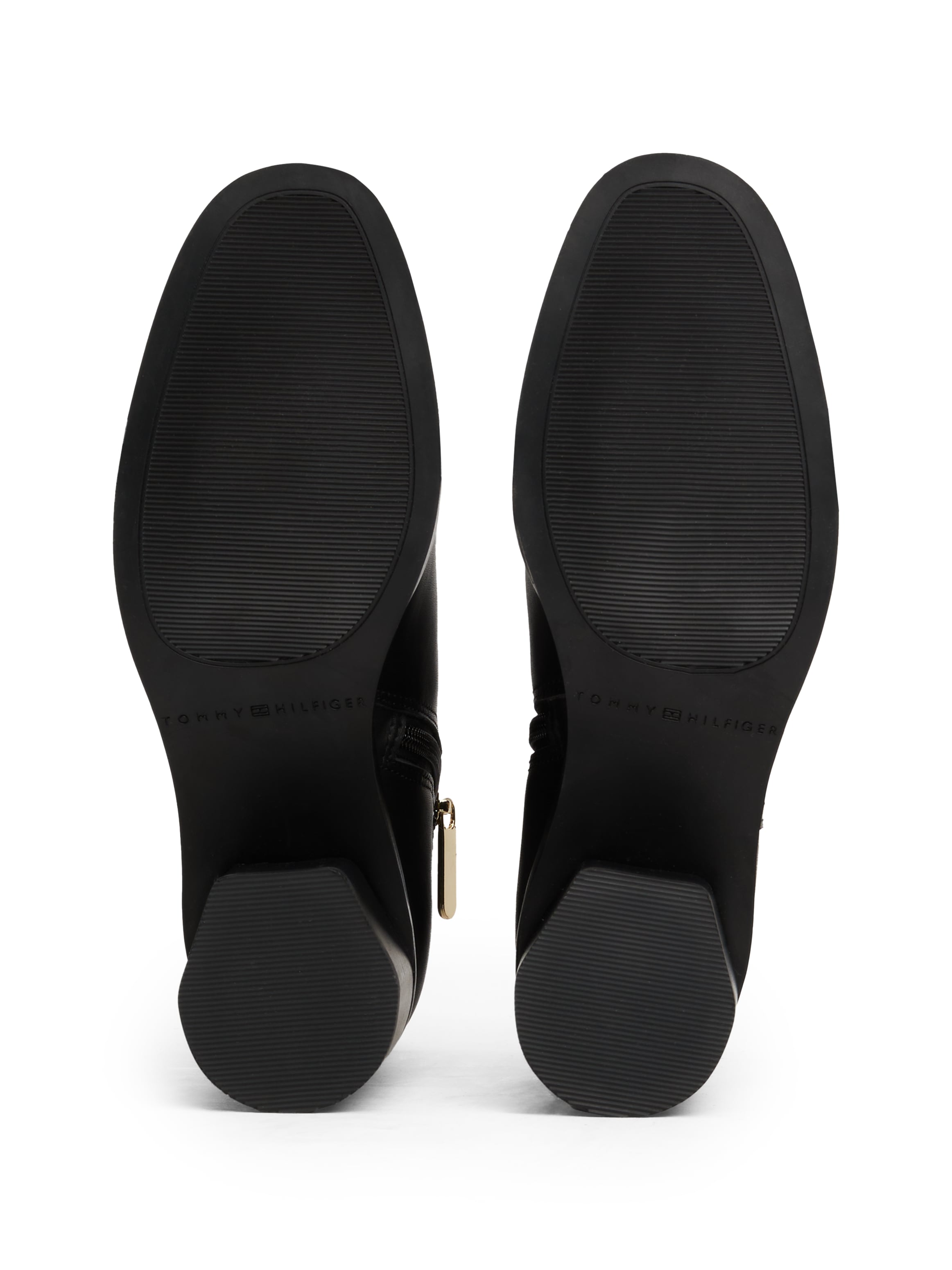 Tommy Hilfiger Stiefelette »TH LOGO MID HEEL BOOTIE«, Blockabsatz, Ankleboots, Businesschuh, Zierriemchen, Schmuckelement