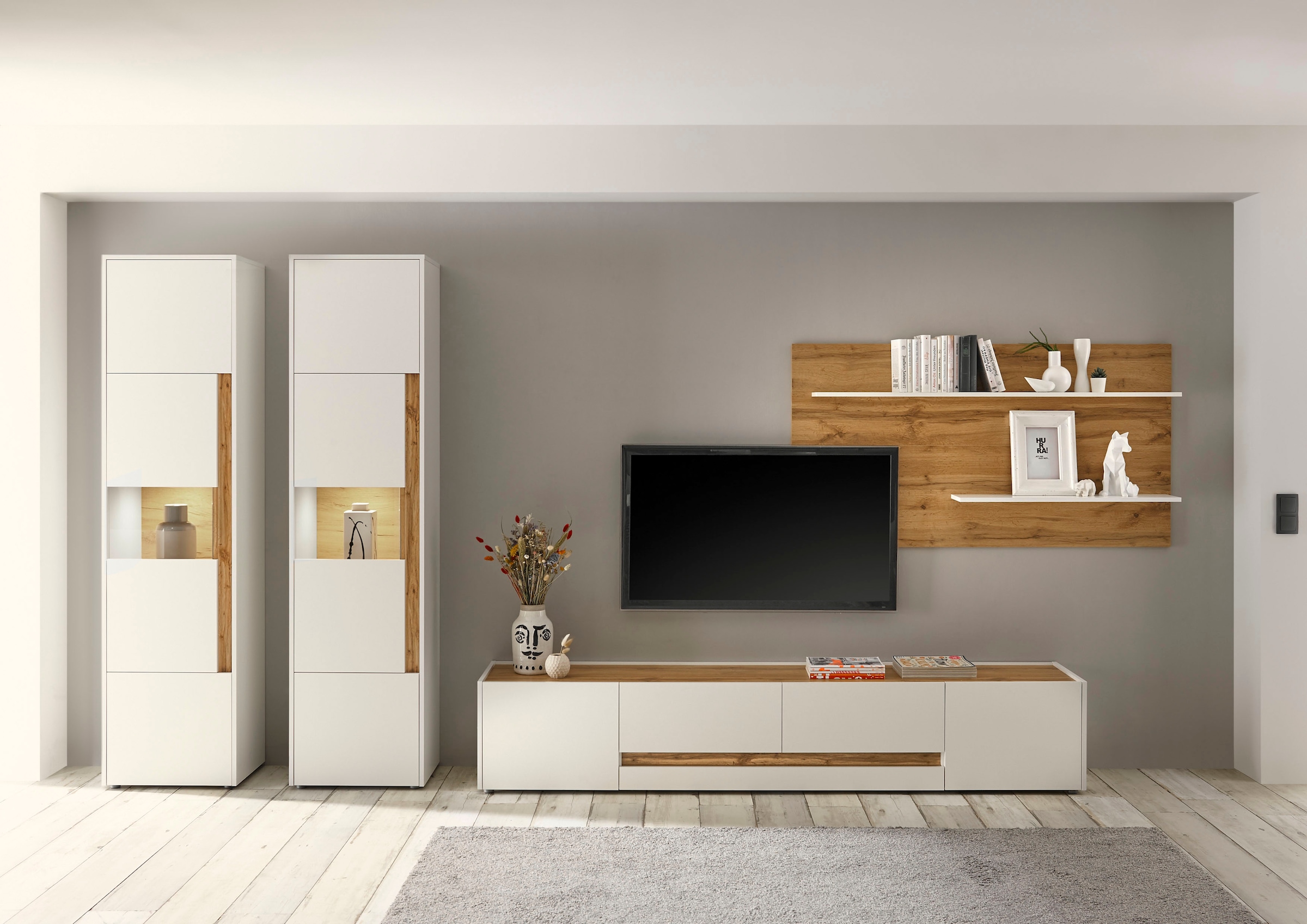 Home affaire Wohnwand "City/Giron, moderne Anbauwand, Komplettset in vielen Farben verfügbar" Set, 4 Stk. tlg.