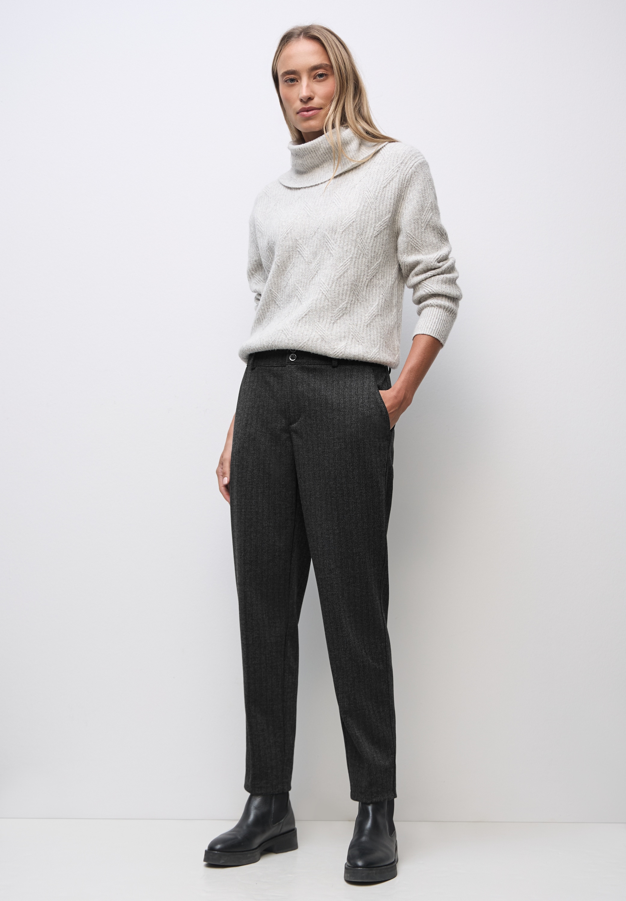 Thumbnail - STREET ONE Chinohose mit Fischgratmuster