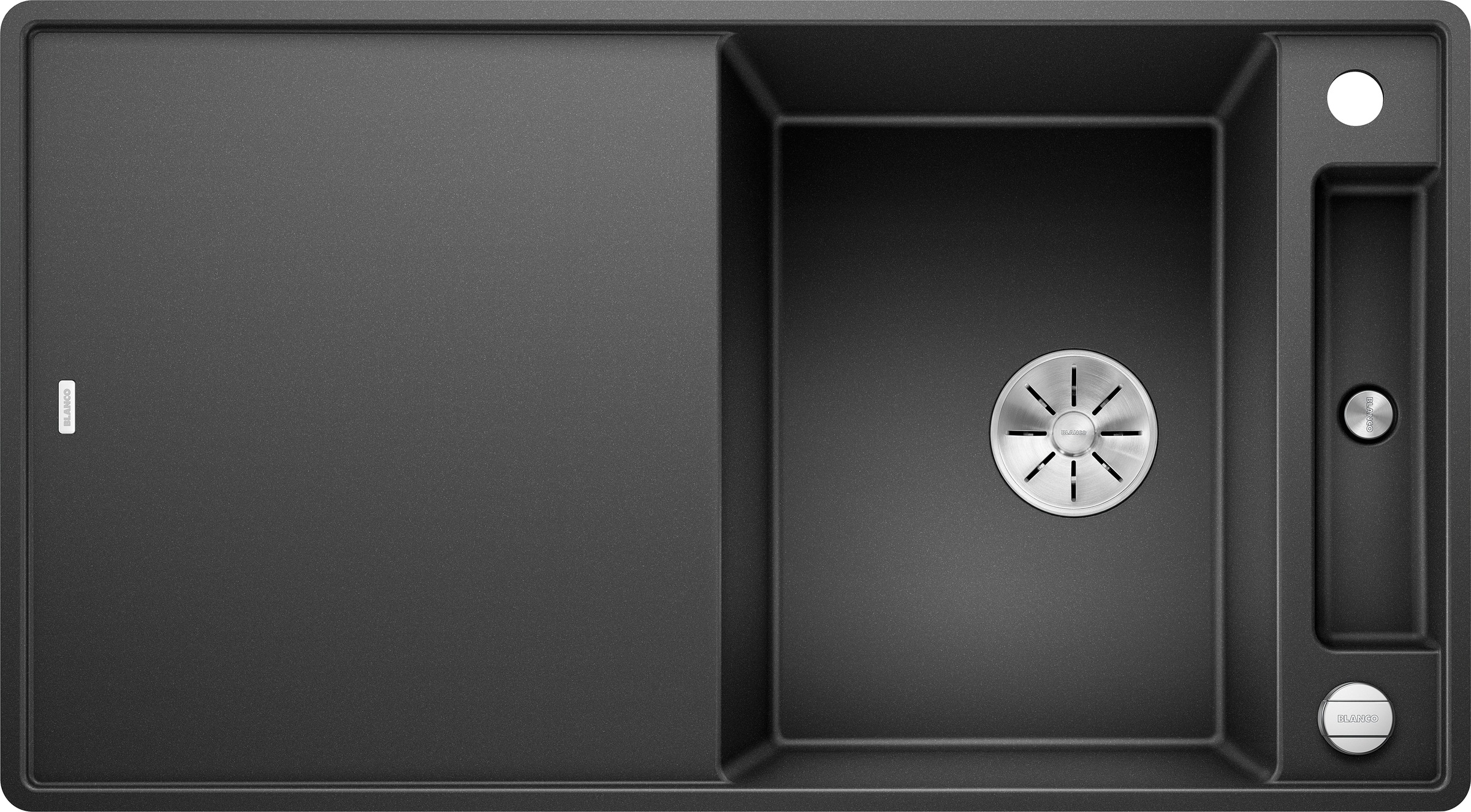 Granitspüle BLANCO, B:50cm H:19cm T:91cmanthrazit, Verbundwerkstoff, Küchenspülen, "AXIA III 5 S-F", inklusive gratis