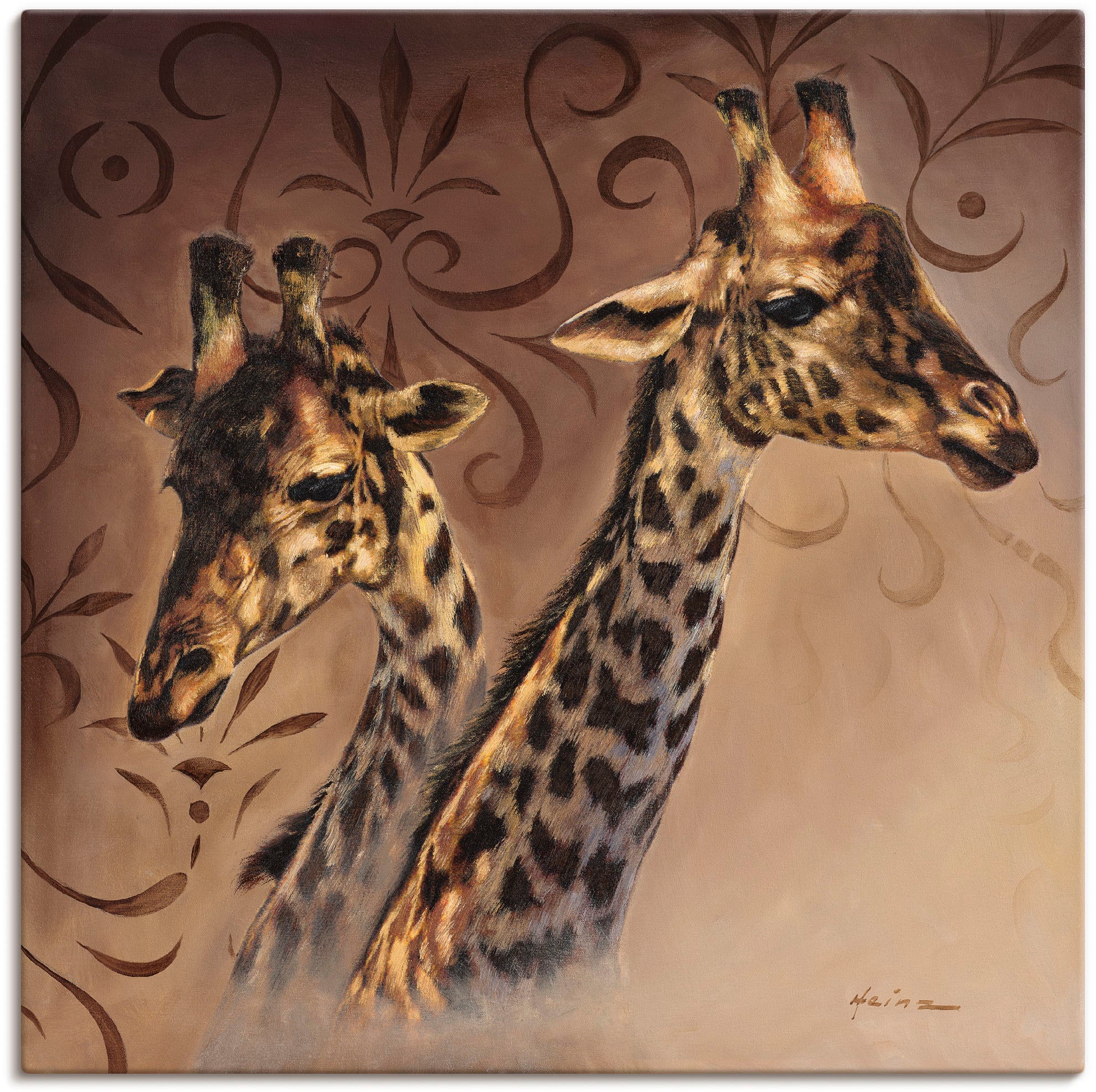Wildtiere, versch. kaufen (1 BAUR Porträt«, Poster Größen in oder | Leinwandbild, Alubild, St.), »Giraffen als Artland Wandaufkleber Wandbild