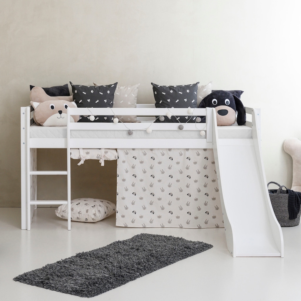 Hoppekids Hochbett »«Pets Natur»«, Rutsche & Vorhang Grau und viel Auswahl