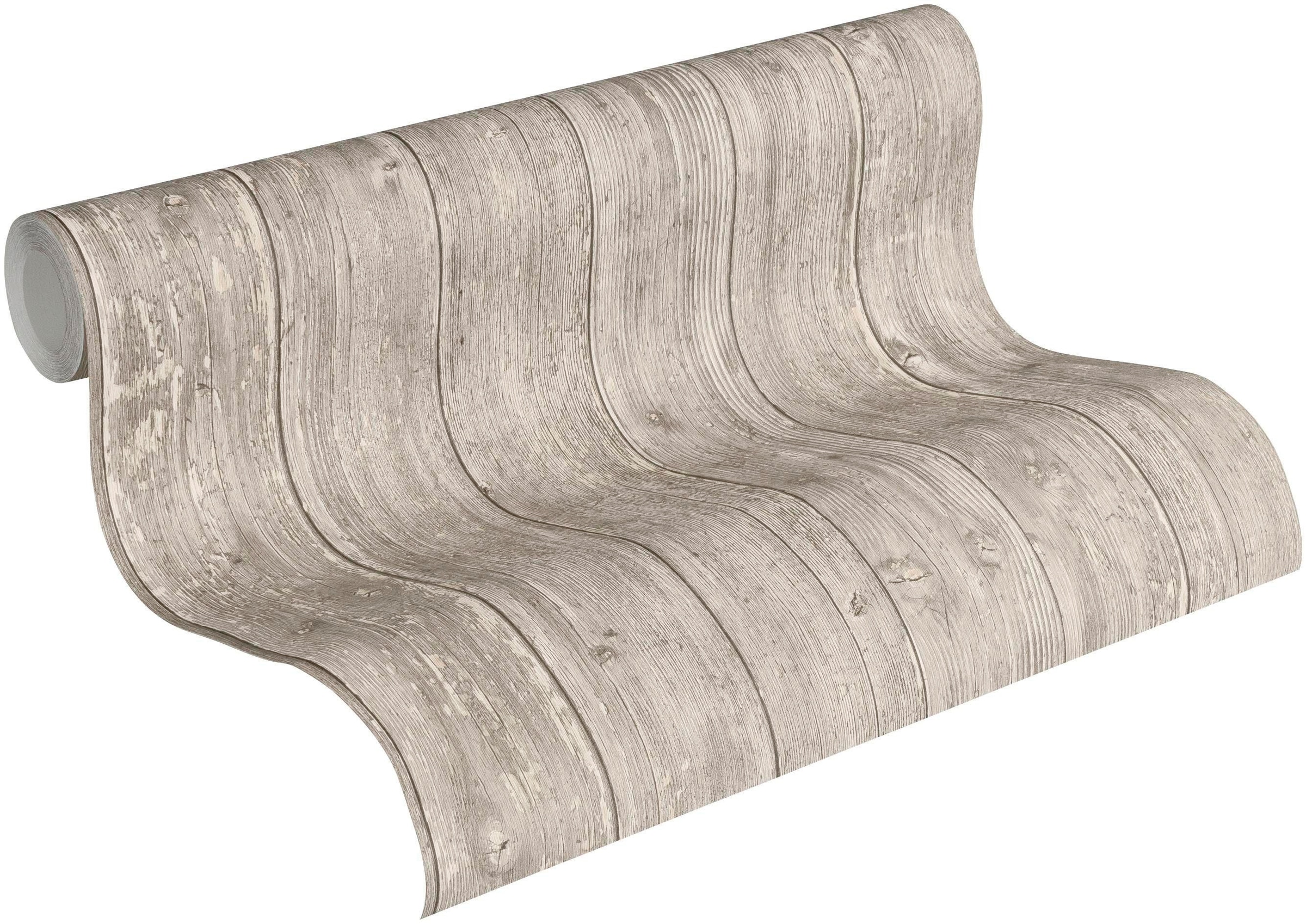 living walls Vliestapete »Authentic Walls Vintage«, gemustert-matt-Holz-realistisch-uni, Tapete einfarbig Beton-Optik Tapeten Wohnzimmer Schlafzimmer Küche