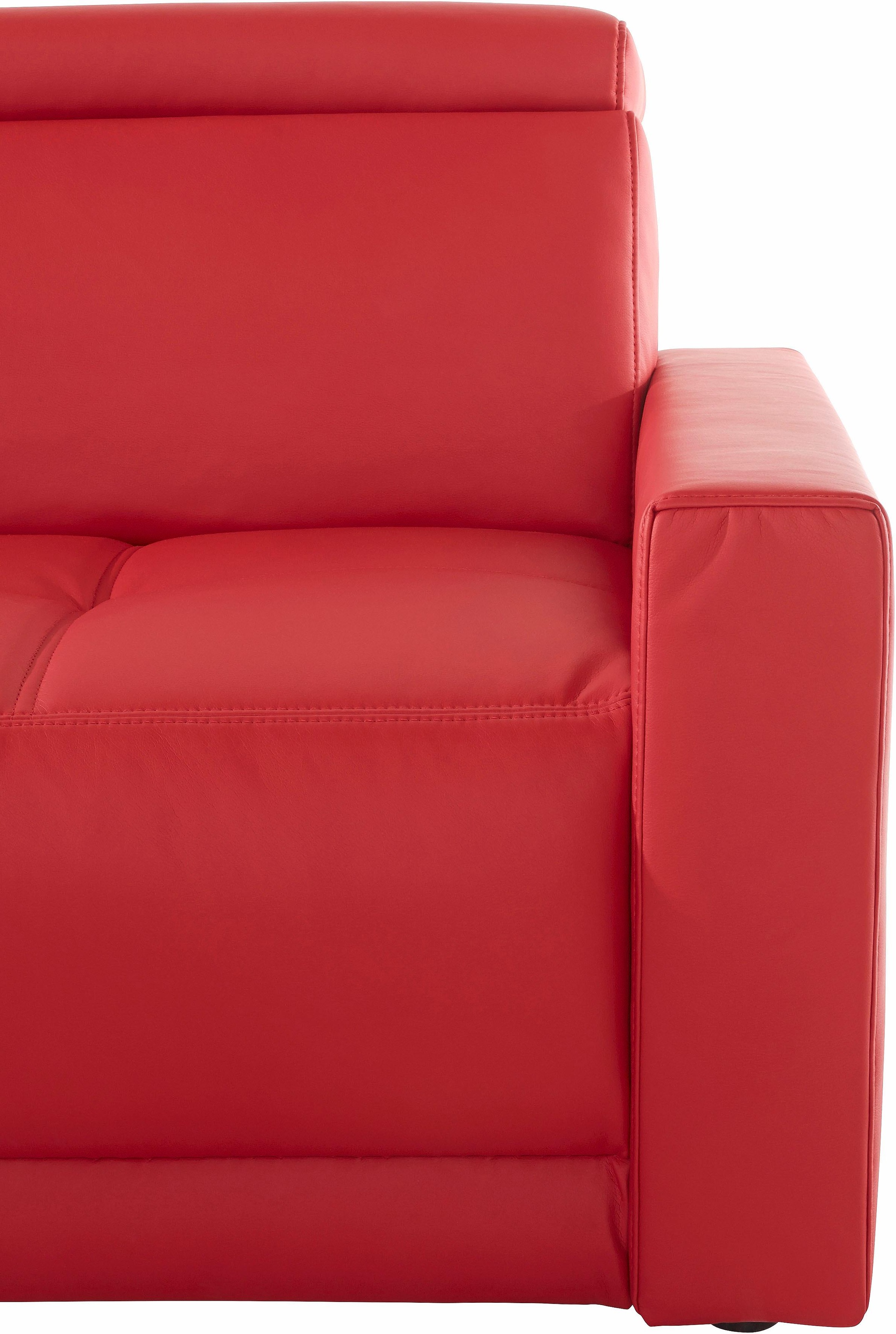 DOMO collection Ecksofa »Ava mit moderner Sitzheftung & toller Doppelnaht, komfortabel, L-Form«, mit Recamiere, inkl. Federkern, wahlweise mit Kopfteilverstellungen