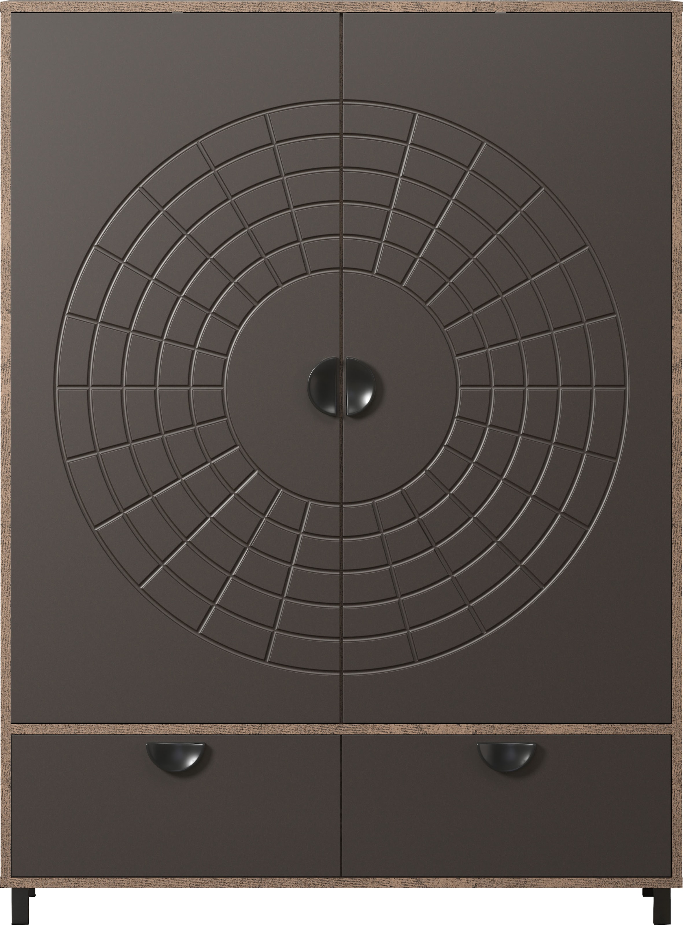 INOSIGN Highboard »Fusion«, (1 St.), Stauraumschrank mit besonderem Kreismuster - (B/T/H) 120/42/163 cm