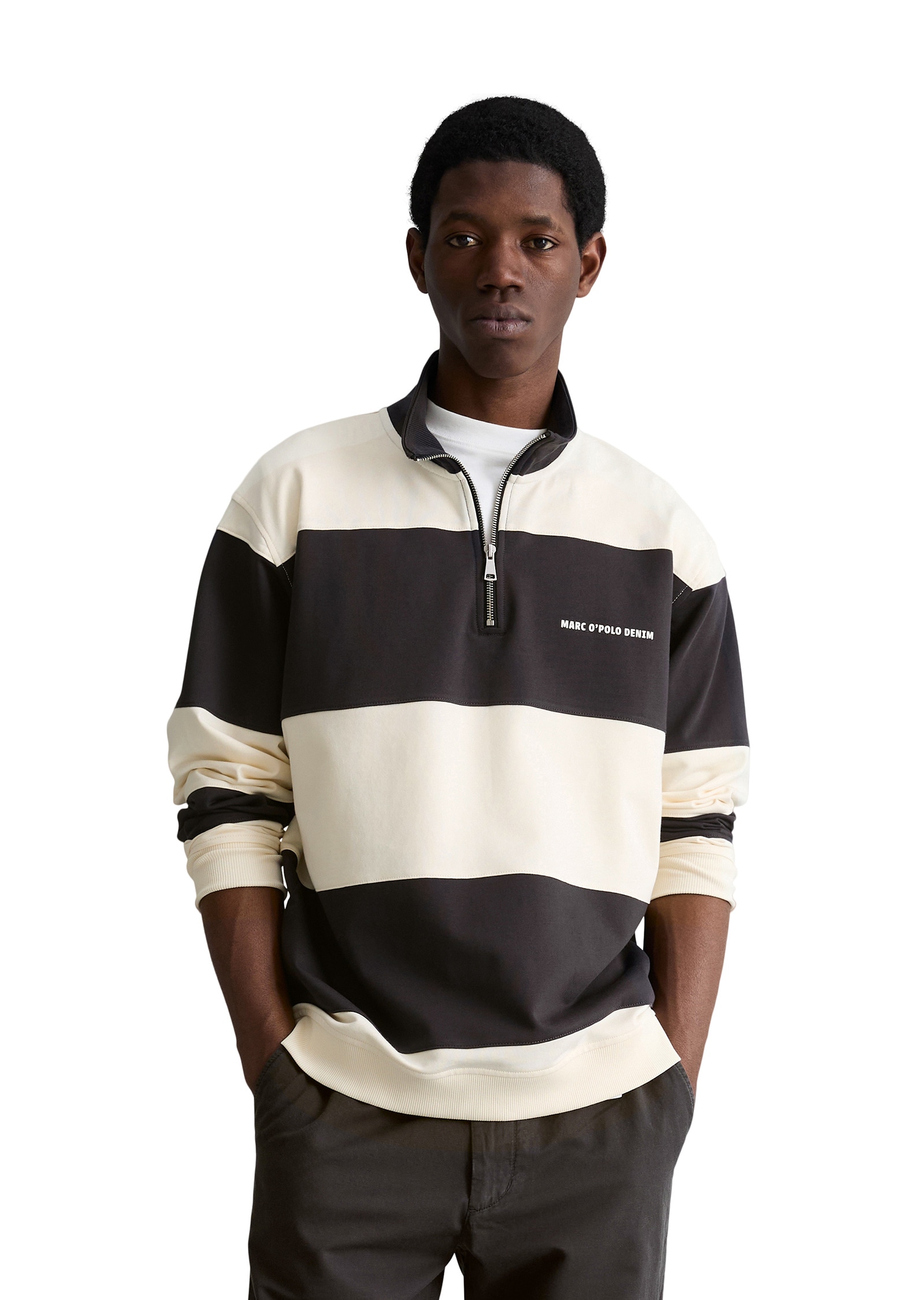 Marc OPolo DENIM Sweatshirt "mit Cut-&-Sew-Blockstreifen" günstig online kaufen